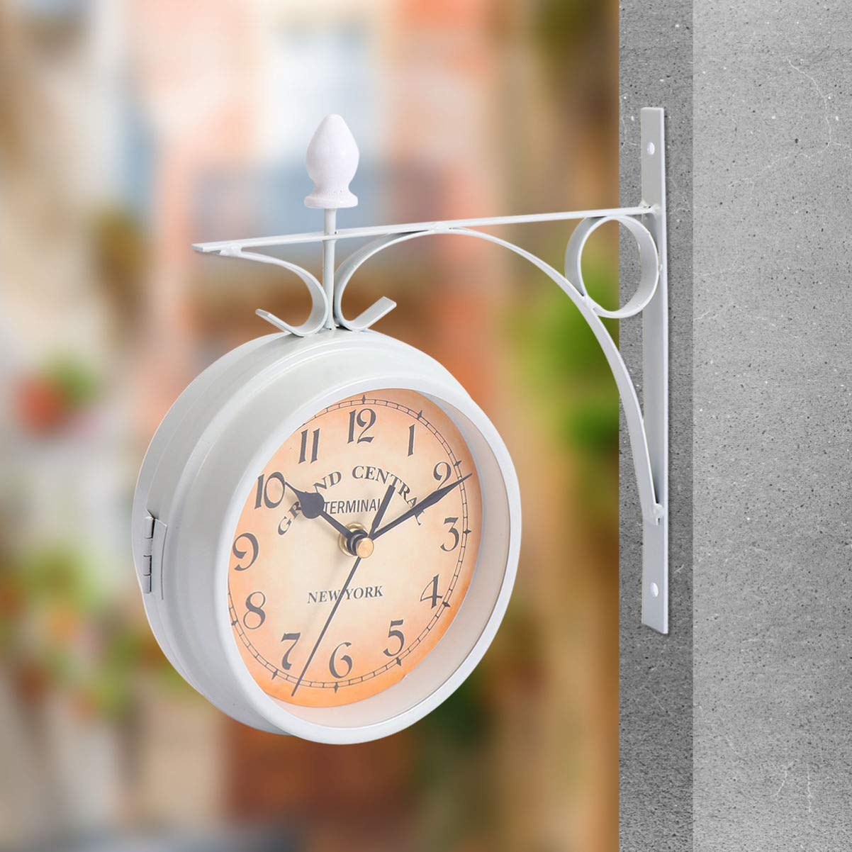 VOSAREA Antique European Style Double Sided Round Wall Clock - Elegant Home & Garden Decor for Living Room, Bedroom, Office | Silent Non-Ticking Hanging Clock with Roman Numerals