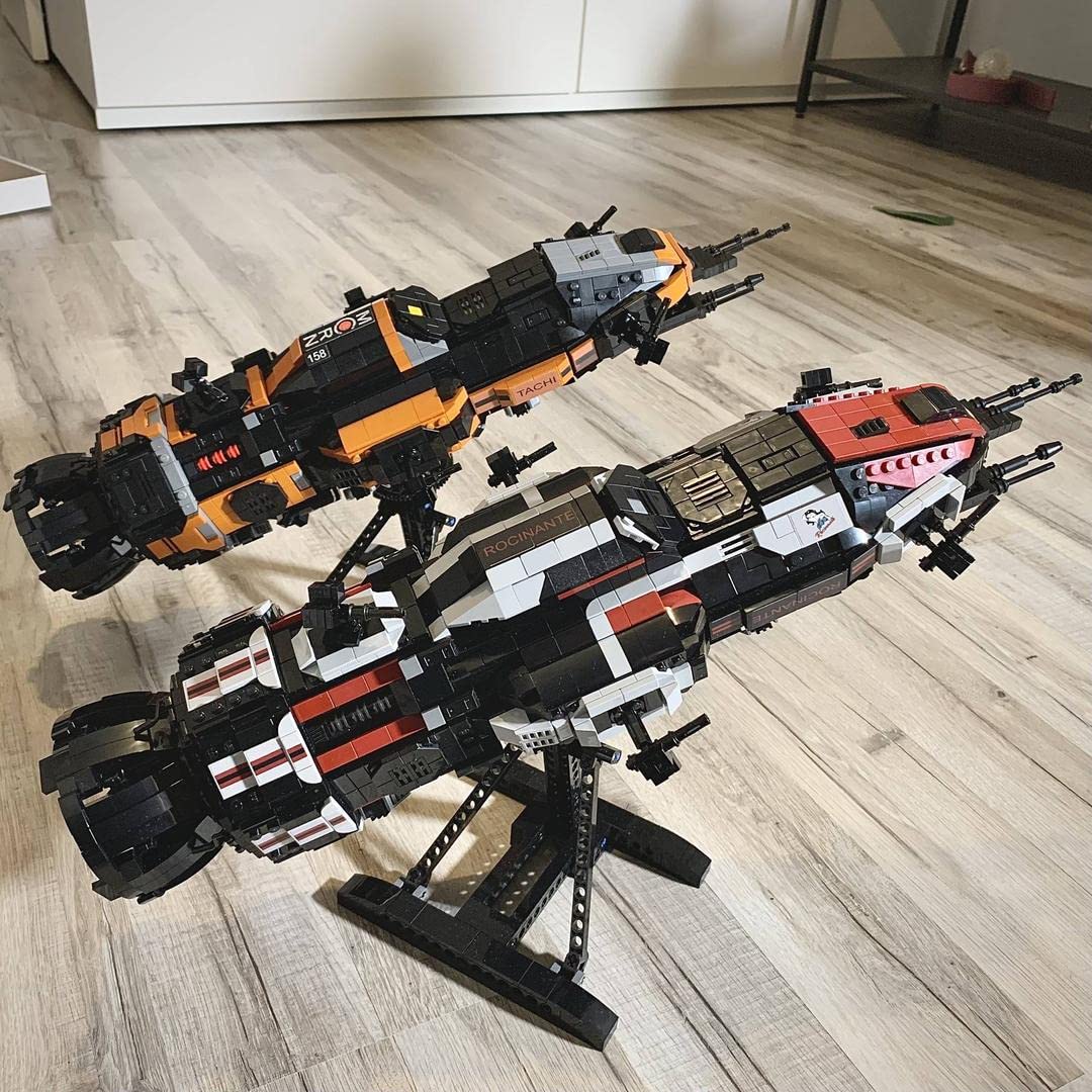 Corvette-Class Frigate Rocinante Building Block Set (1853 PCS) - MCRN Roci Battleship Model Kit from The Expanse with Display Stand | STEM Educational Toys for Adults & Kids | Perfect for Sci-Fi Fans, Collectors & Space-Themed Room Decor