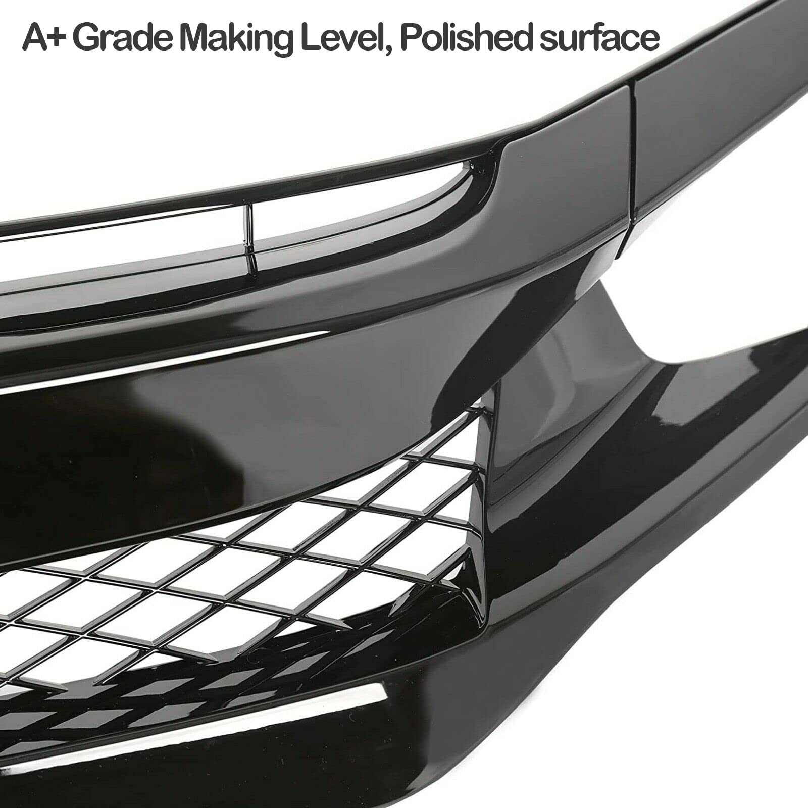 Type-R Style Front Bumper Grille & Hood Mesh Grill for 2016-2018 Honda Civic Si Hatchback/Sedan - Eyebrows Included | Aggressive Look Upgrade | Street Racing & Car Show Accessory