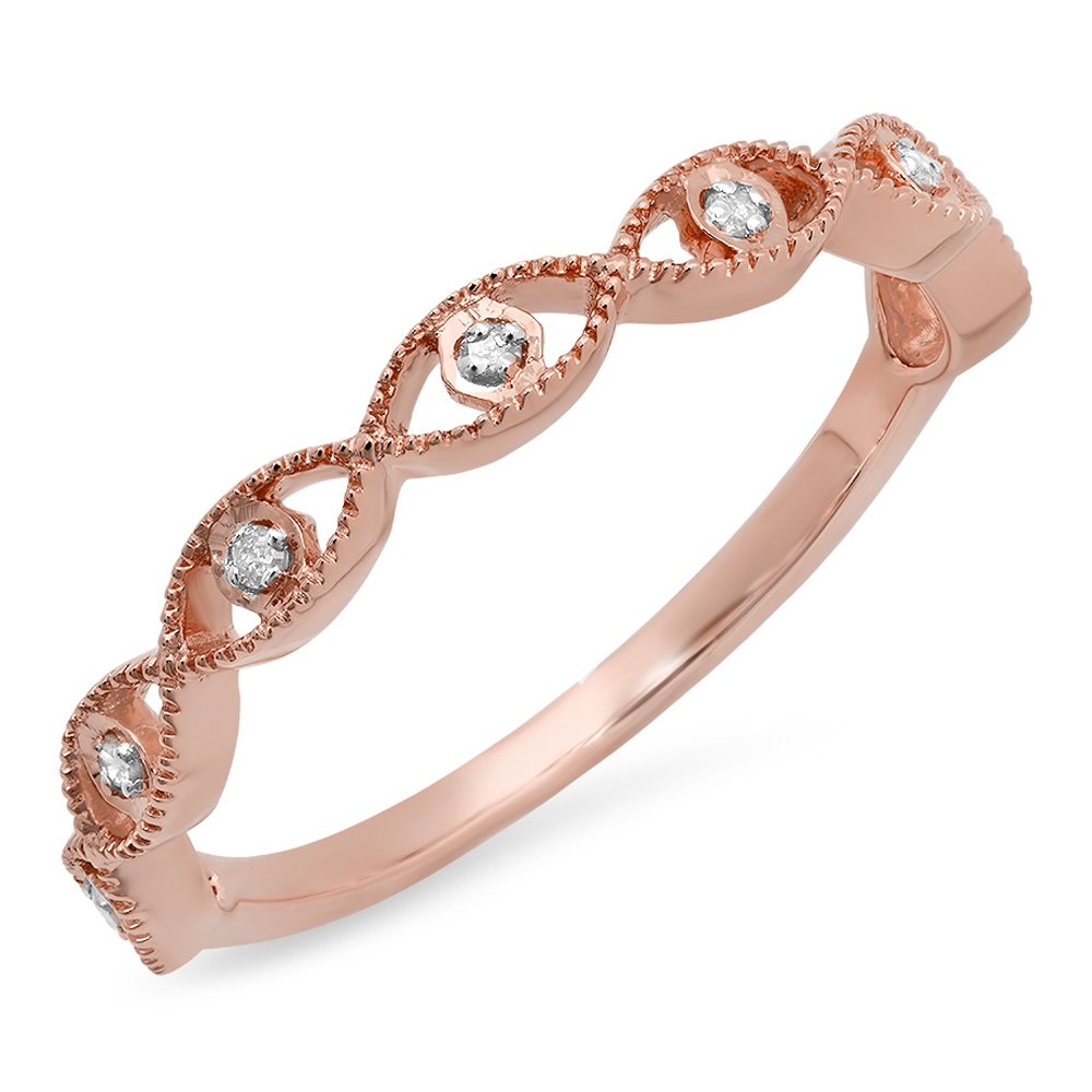 0.05 Cttw 14K Solid Gold Round White Diamond Women's Anniversary Wedding Stackable Band Ring - Elegant Gift for Her, Perfect for Engagements, Anniversaries & Special Occasions