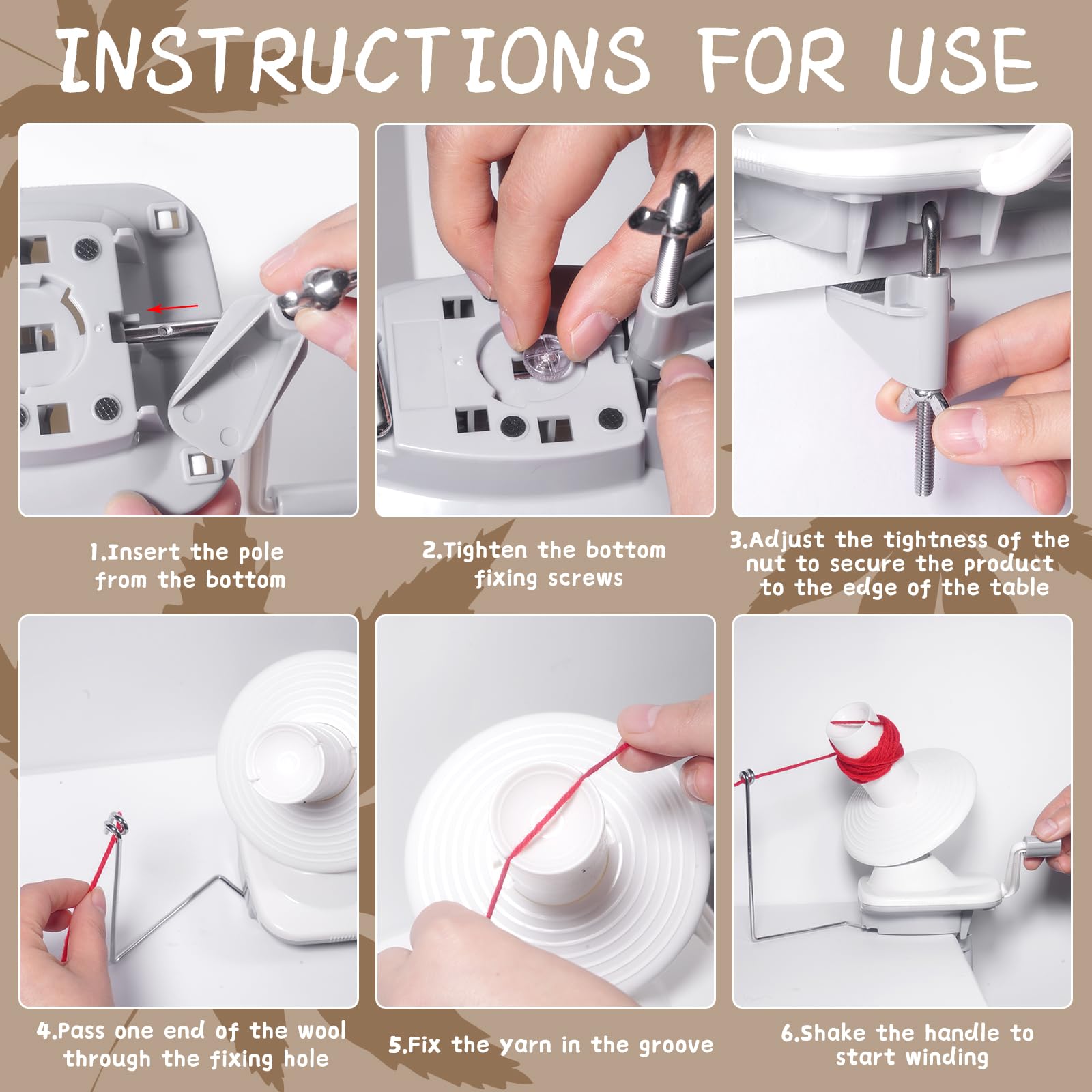 CESUSME Hand Operated Yarn Ball Winder Machine - Wool String Cake Winder with Tabletop Clamp for Knitting & Crocheting - Perfect for DIY Yarn Projects, Crafting & Home Use