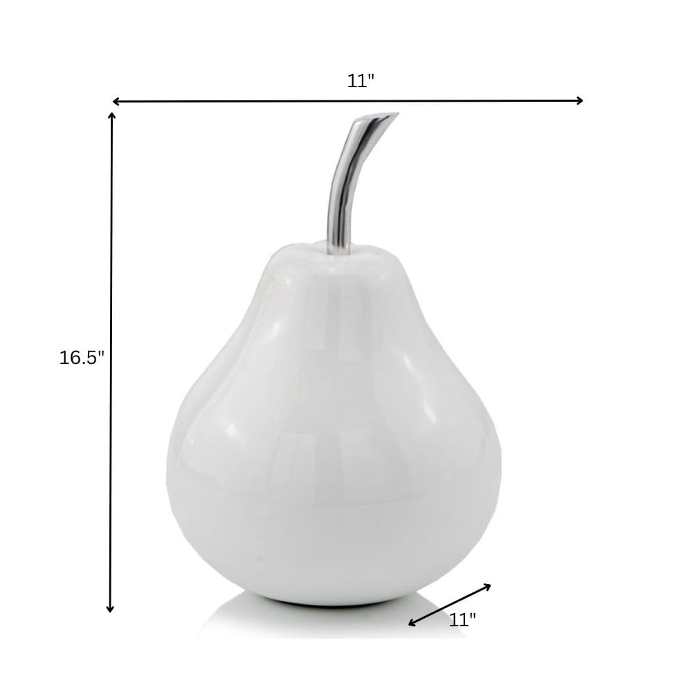 Modern White Pear Sculpture Decor - 11