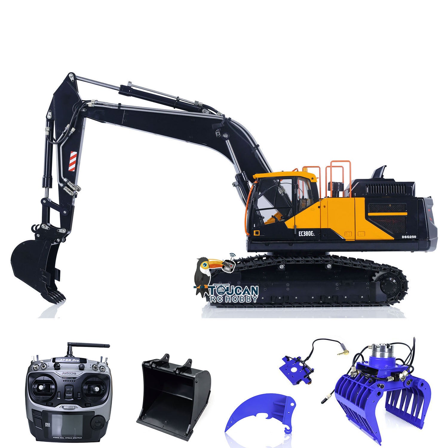 MTM EC380 1/14 Scale Metal RC Hydraulic Excavator - Remote Control Construction Truck with Assembled & Painted Design - Heavy Duty Digger Machine for Kids & Adults - Perfect for Construction Play, Collecting, and STEM Learning