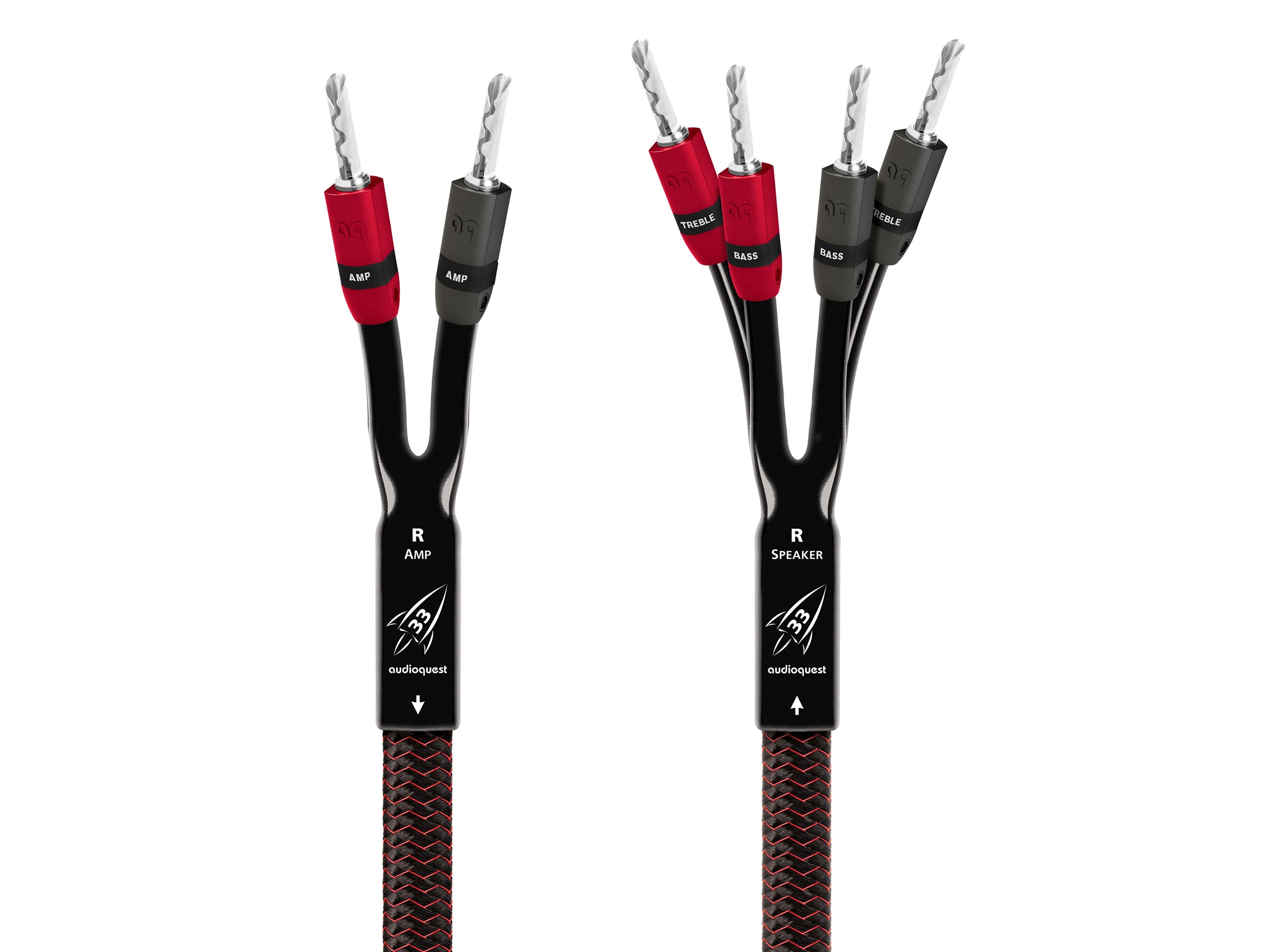 Audioquest Rocket 33 SBW Speaker Cable - 2 Amplifier & 4 Speaker Banana Plugs (Pair) - High-Performance Audio Cable for Home Theater & Hi-Fi Systems