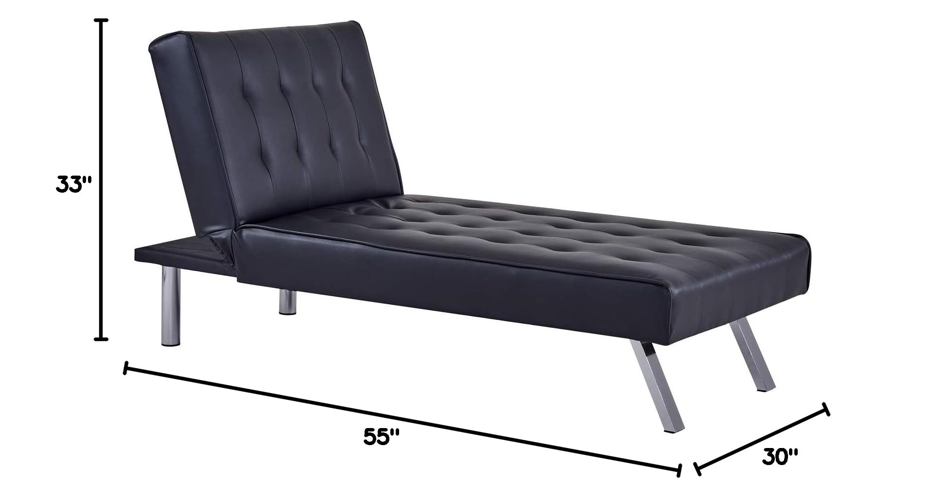 Comfortable Black Recliner Chaise Lounge - Single Sleeper Futon for Living Room, Bedroom & Home Theater Relaxation