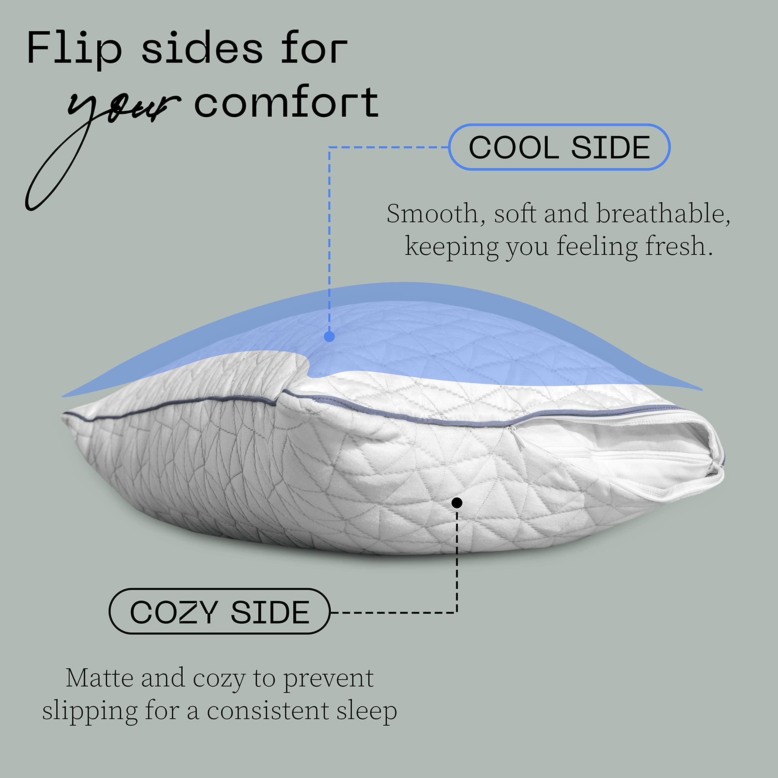 Coop Home Goods Eden Pillow Queen Size with Cooling Pillowcase & Waterproof Protectors - Hypoallergenic Bed Pillow Set for Side, Back & Stomach Sleepers - Perfect for Hot Sleepers & Allergy Relief