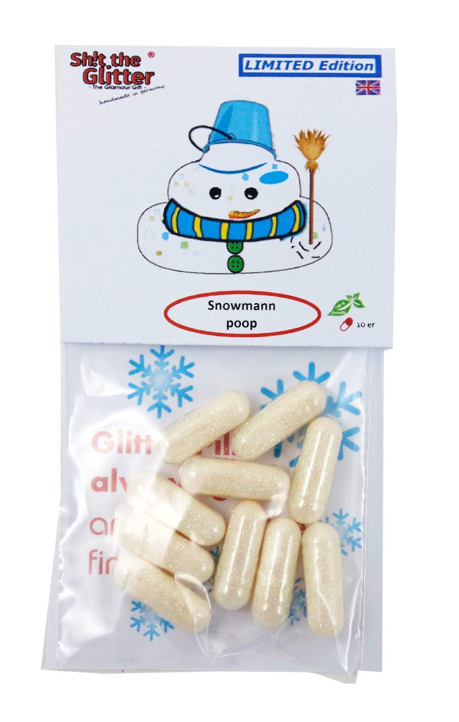 Shit the Glitter® - Christmas Novelty Gift Set (Snowman Poop, Reindeer Poop, Grinch Poop, Donkey Poop) - Funny Joke Item, Secret Santa Gift, Glamorous Present with Glitter Pills - Original Humorous Gag Gift for Christmas Parties & Office Exchanges