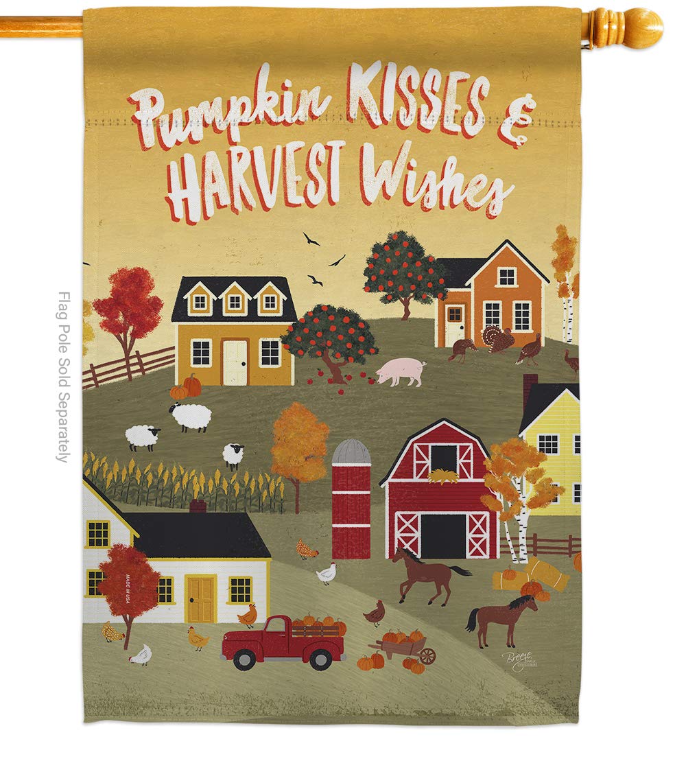 Autumn House Flag with Scarecrow & Pumpkins - Fall Yard Banner for Seasonal Decor