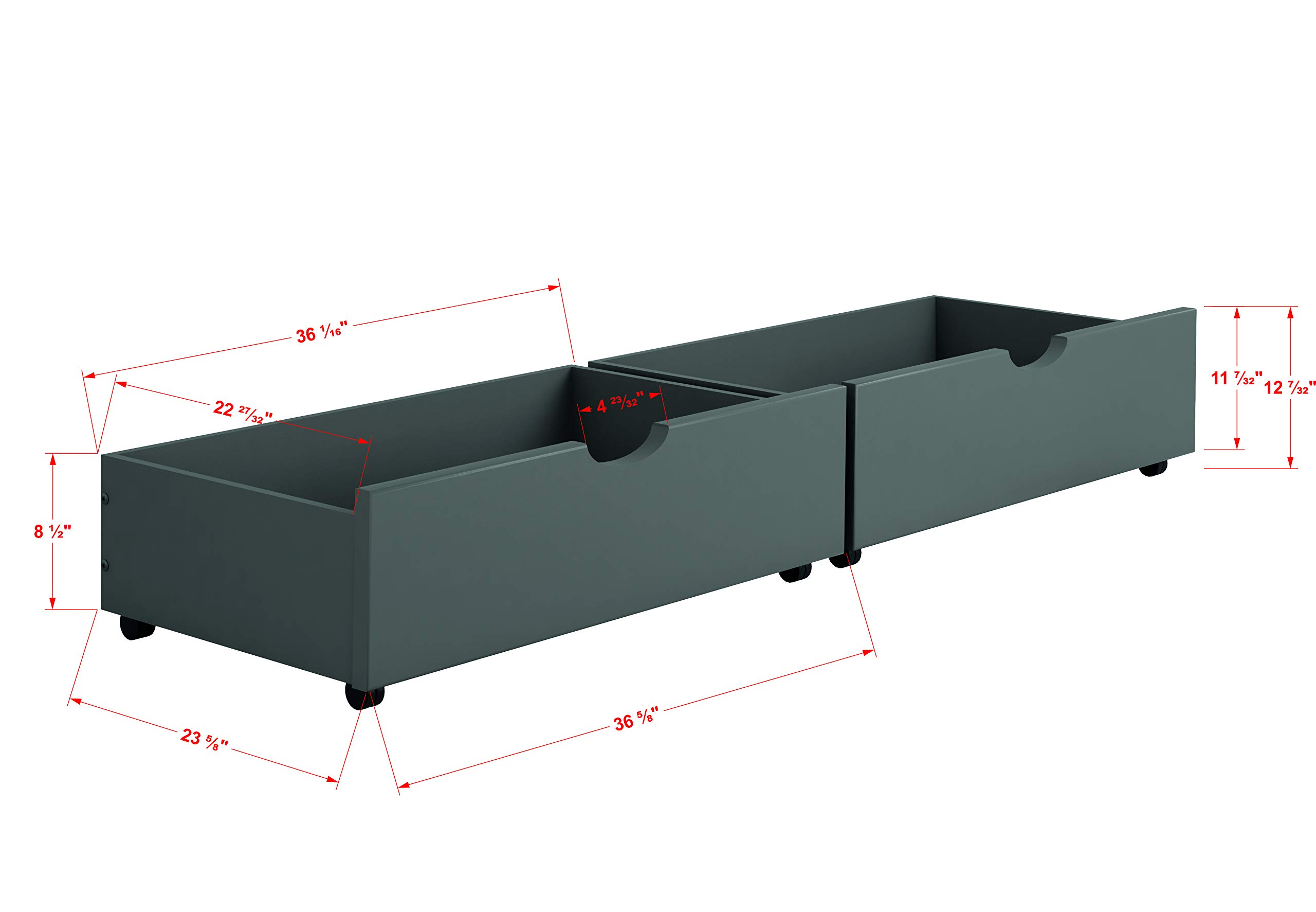 Donco Kids 505-DG Twin Size Under Bed Storage Drawer - Dark Grey | Space-Saving Bedroom Organization for Toys, Clothes & Blankets