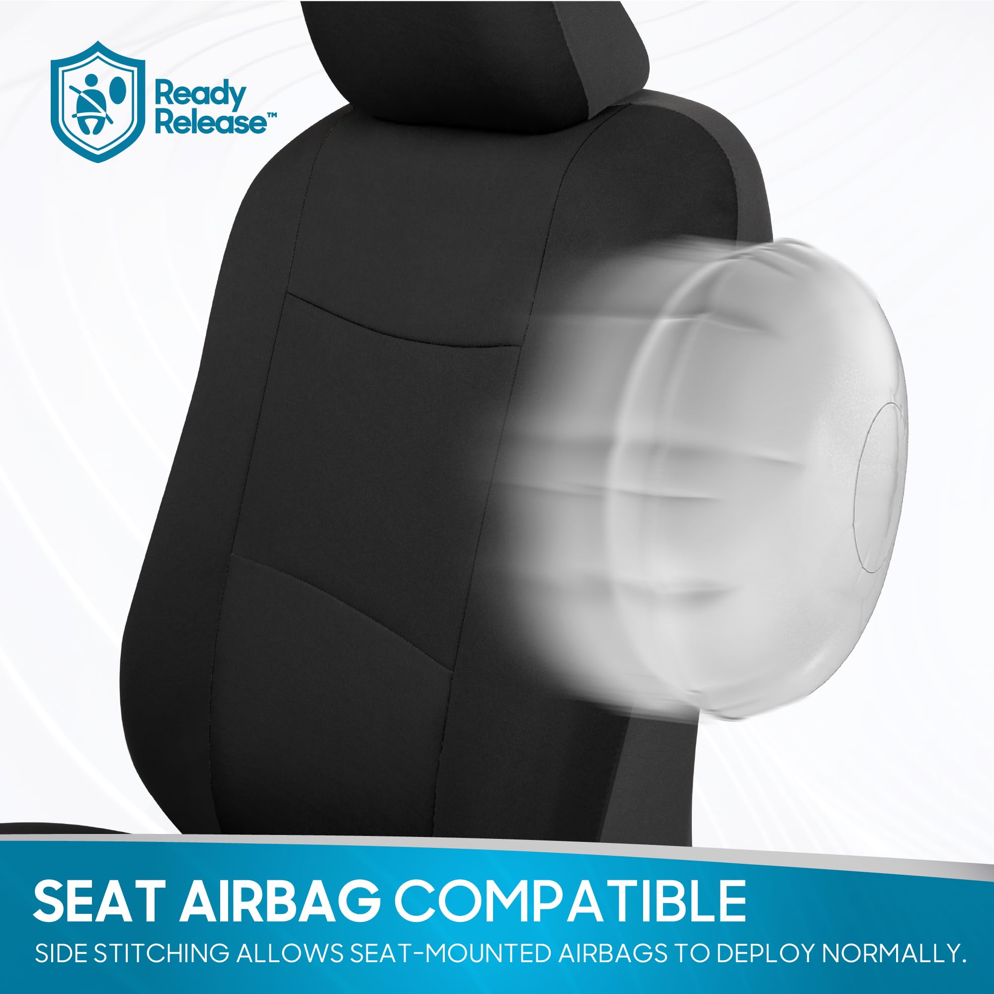 BDK PolyPro Full Set Car Seat Covers - Front & Rear Split Bench Design for Cars, Trucks, Vans & SUVs | Easy Installation | Durable Solid Black Auto Accessories | Perfect for Daily Commute, Road Trips & Family Protection