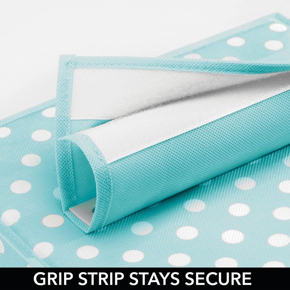 mDesign 10-Shelf Fabric Closet Organizer for Kids Room & Nursery - Soft Hanging Storage with Polka Dot Print, 2-Pack (Turquoise Blue & White Dots) - Perfect for Baby Clothes, Toys & Accessories Organization