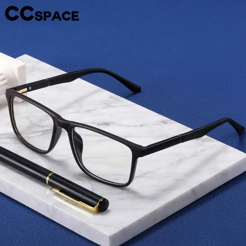 CCspace Unisex Full Rim Square TR90 Titanium Eyeglasses Frame 57307 - Lightweight & Durable Glasses for Work, Reading & Everyday Wear