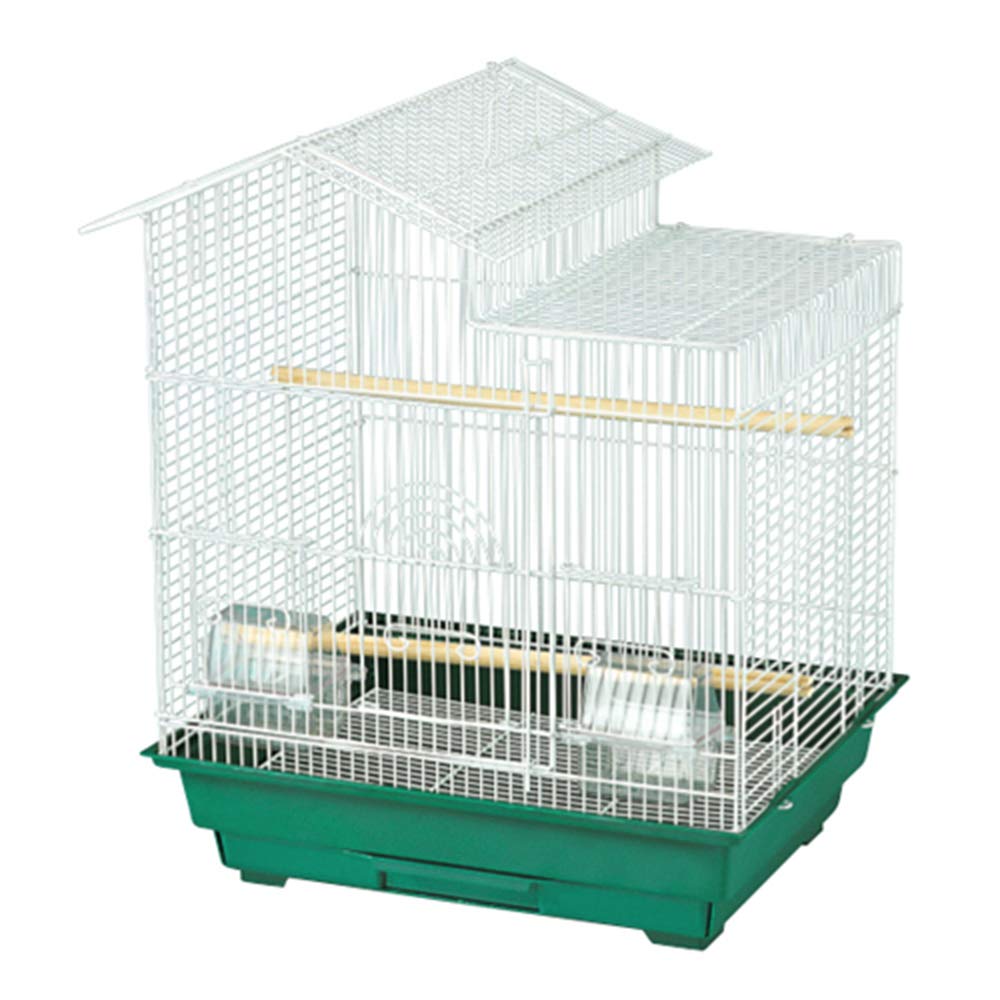 King's Cages ES 1814 H Parrot Cage - Durable Bird Cage for Parakeets, Finches & Cockatiels with Chew Toys - Green & White Design - Perfect for Home, Office or Aviary Use