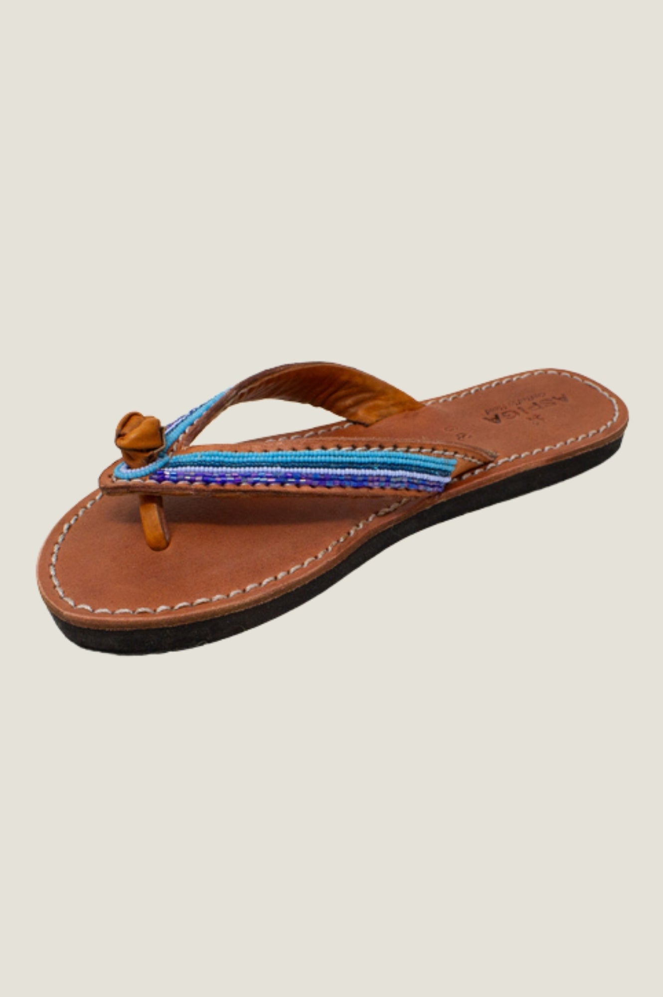 Tanzi Soft Padded Sole Leather Sandals for Women - Comfortable Blue Summer Beach Sandals | Perfect for Walking, Travel & Casual Outings