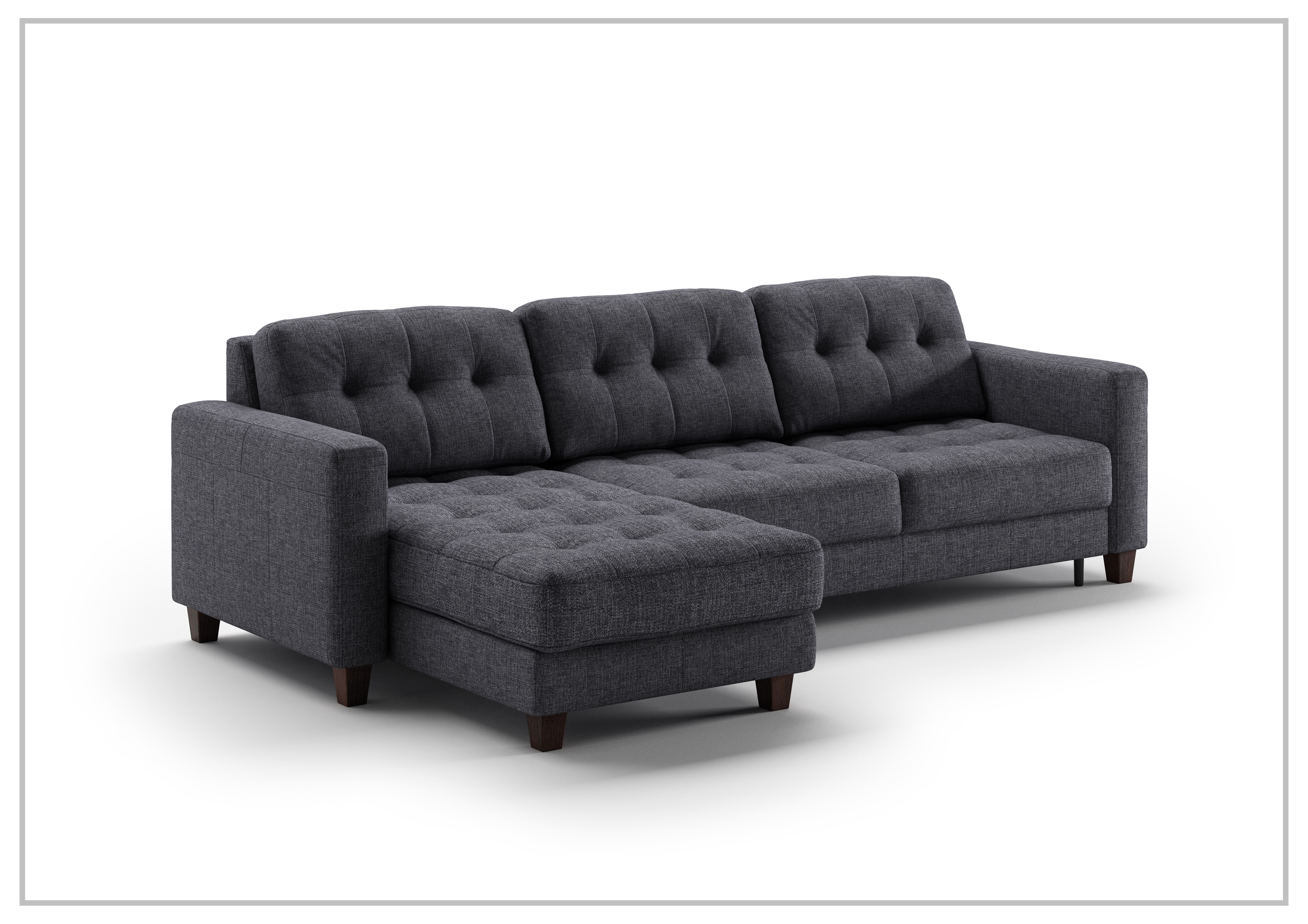 Luonto Noah Fabric 3-Seater Sectional Sofa Sleeper with Reversible Chaise - Modern Convertible Couch for Living Room, Guest Room & Small Spaces