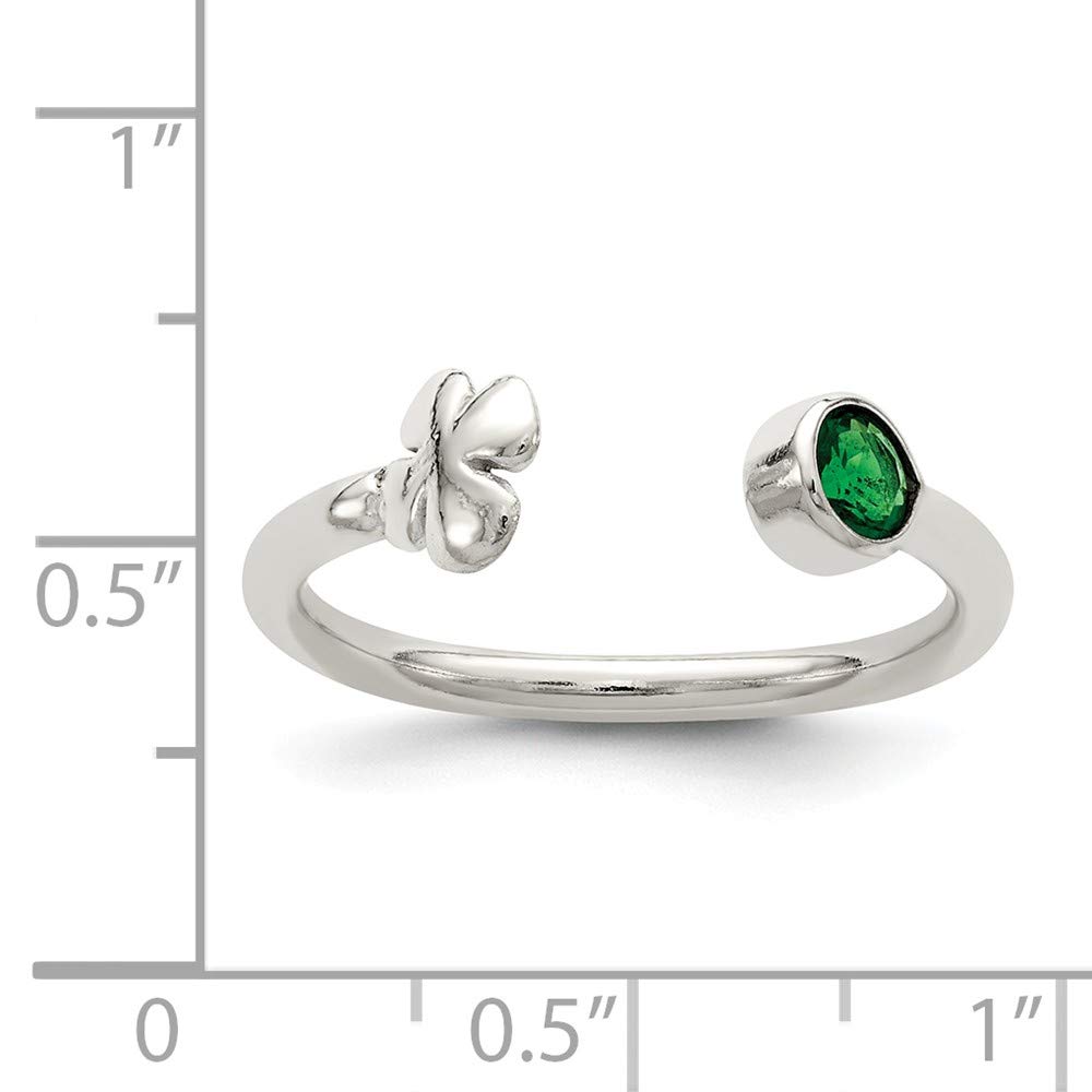 925 Sterling Silver Green Glass Bead 4 Leaf Clover Adjustable Ring for Women - Lucky Charm Jewelry Gift for St. Patrick's Day, Birthday & Everyday Wear
