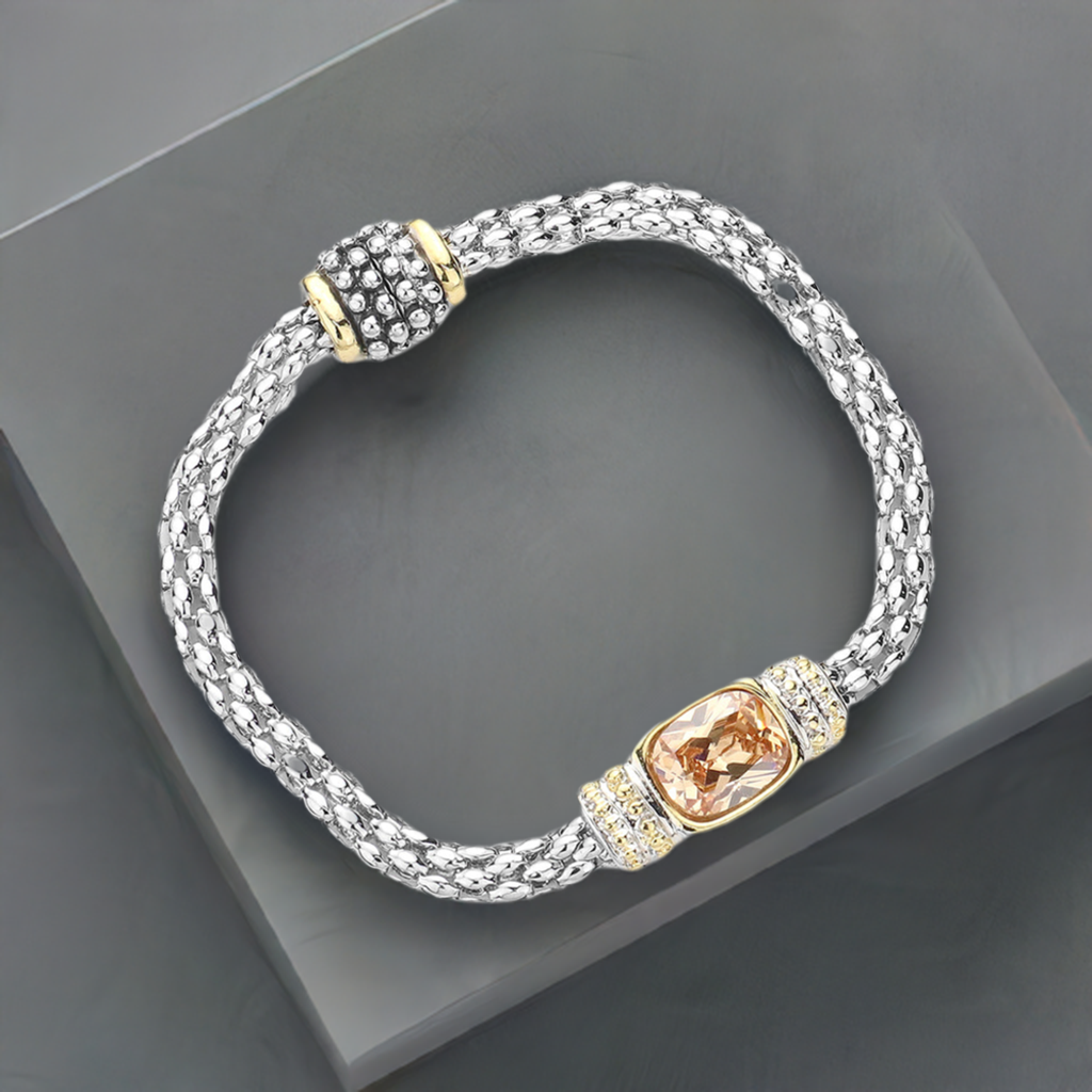 Peach CZ Classic Chain Bracelet for Women - Elegant Cubic Zirconia Jewelry for Everyday Wear, Parties & Special Occasions | M H W ACCESSORIES