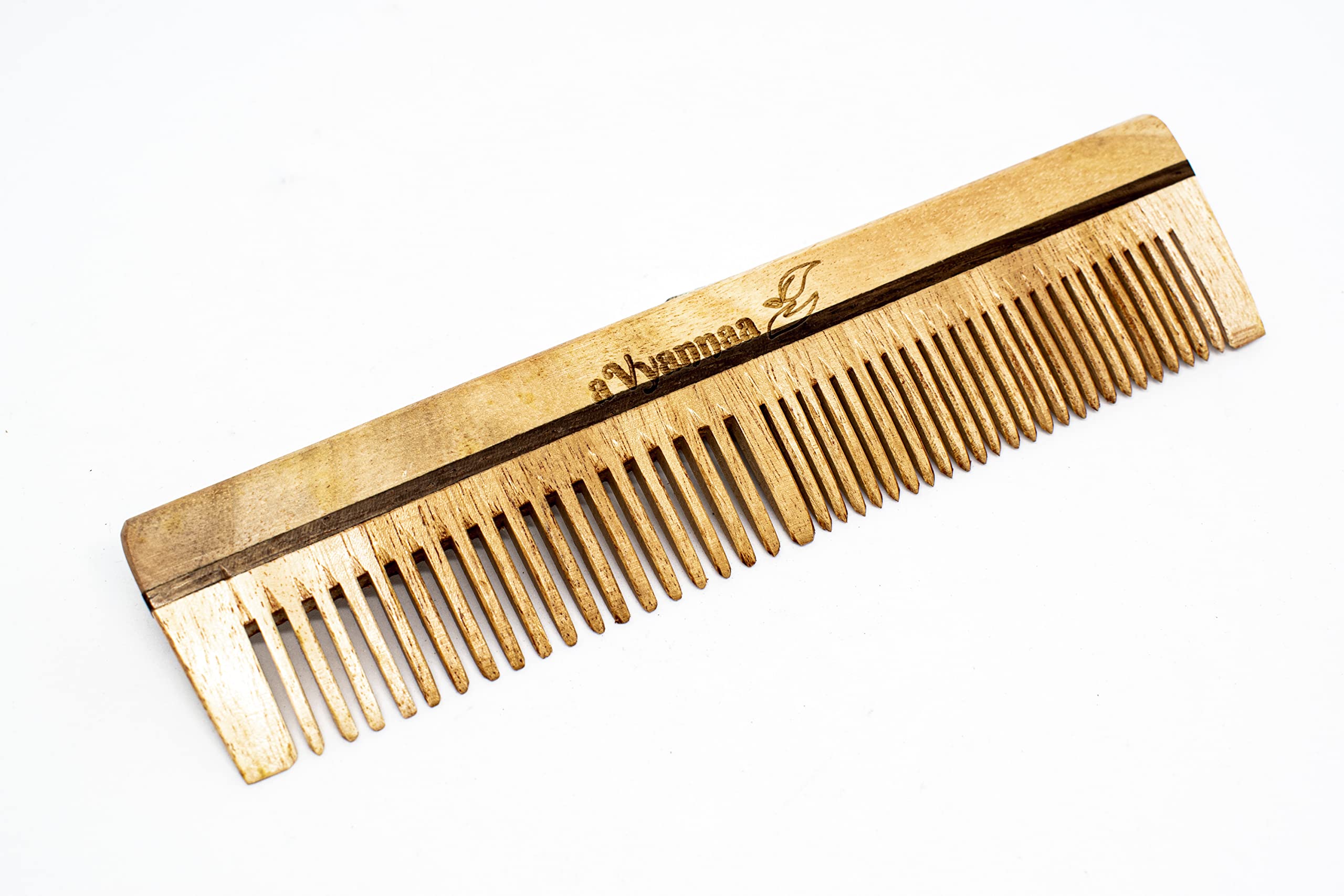 Kachi Neem Wooden Comb for Women & Men - Natural Hair Growth Comb for Thicker Hair & Dandruff Control - Ayurvedic Wooden Hairbrush for Scalp Massage & Healthy Hair - Perfect for Daily Hair Care & Styling at Home or Travel