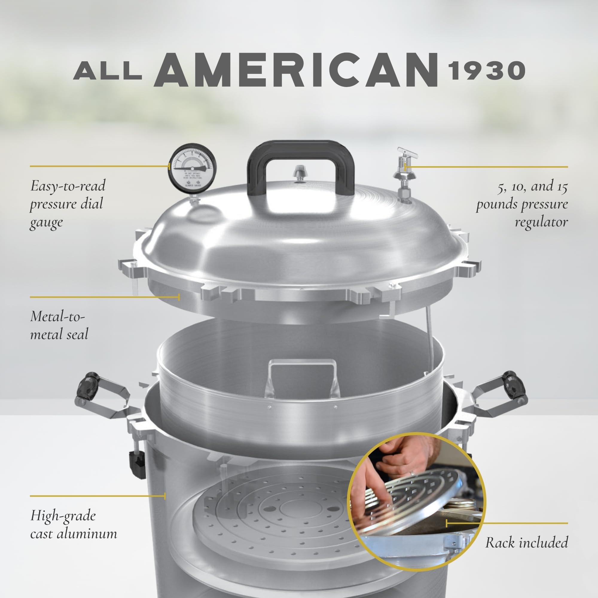 All American 1930 75X Electric Sterilizer - 41 Quart Capacity with Metal-to-Metal Seal & Included Rack - Made in USA | Perfect for Home Canning, Medical Equipment Sterilization & Laboratory Use
