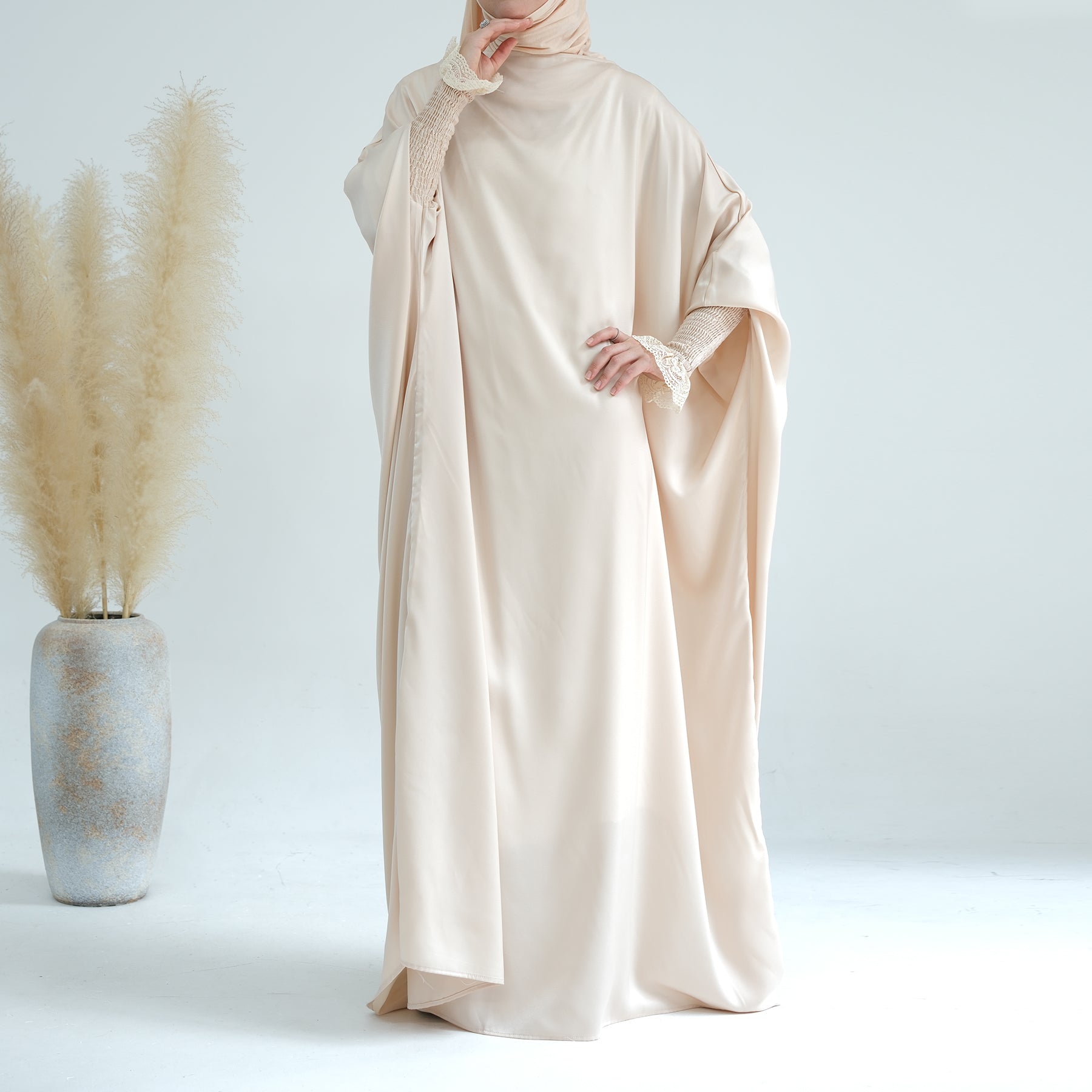 Marwa Satin Jilbab - Premium Linen Hijab for Women - Perfect for Prayer, Work & Everyday Wear