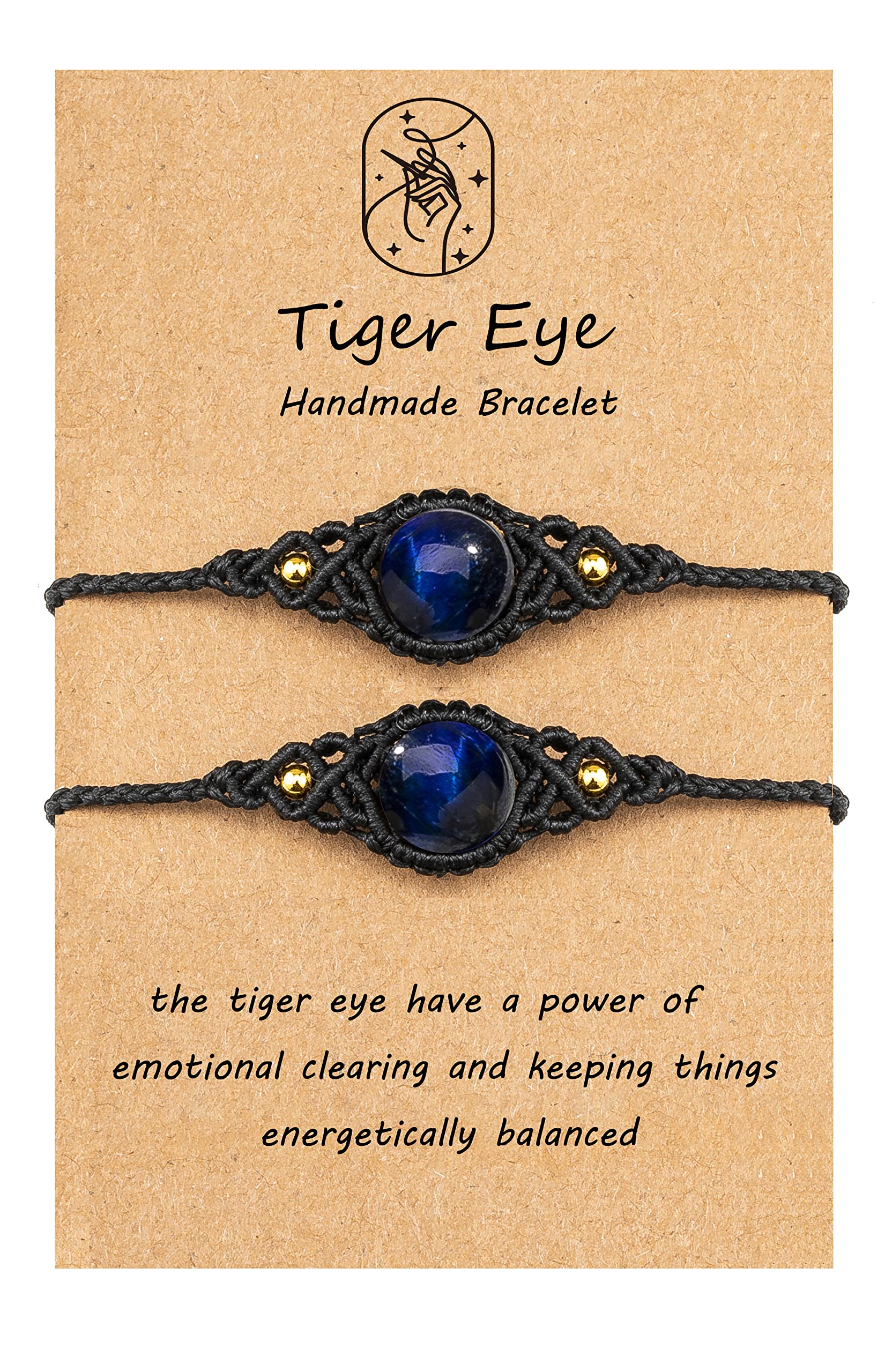 Lavoio Evil Eye Bracelet - 10mm Amber Tiger Eye Adjustable Protection Amulet for Women, Men & Kids | Spiritual Jewelry for Good Luck, Positive Energy & Ward Off Negativity | Perfect for Daily Wear, Gifts & Meditation Accessories