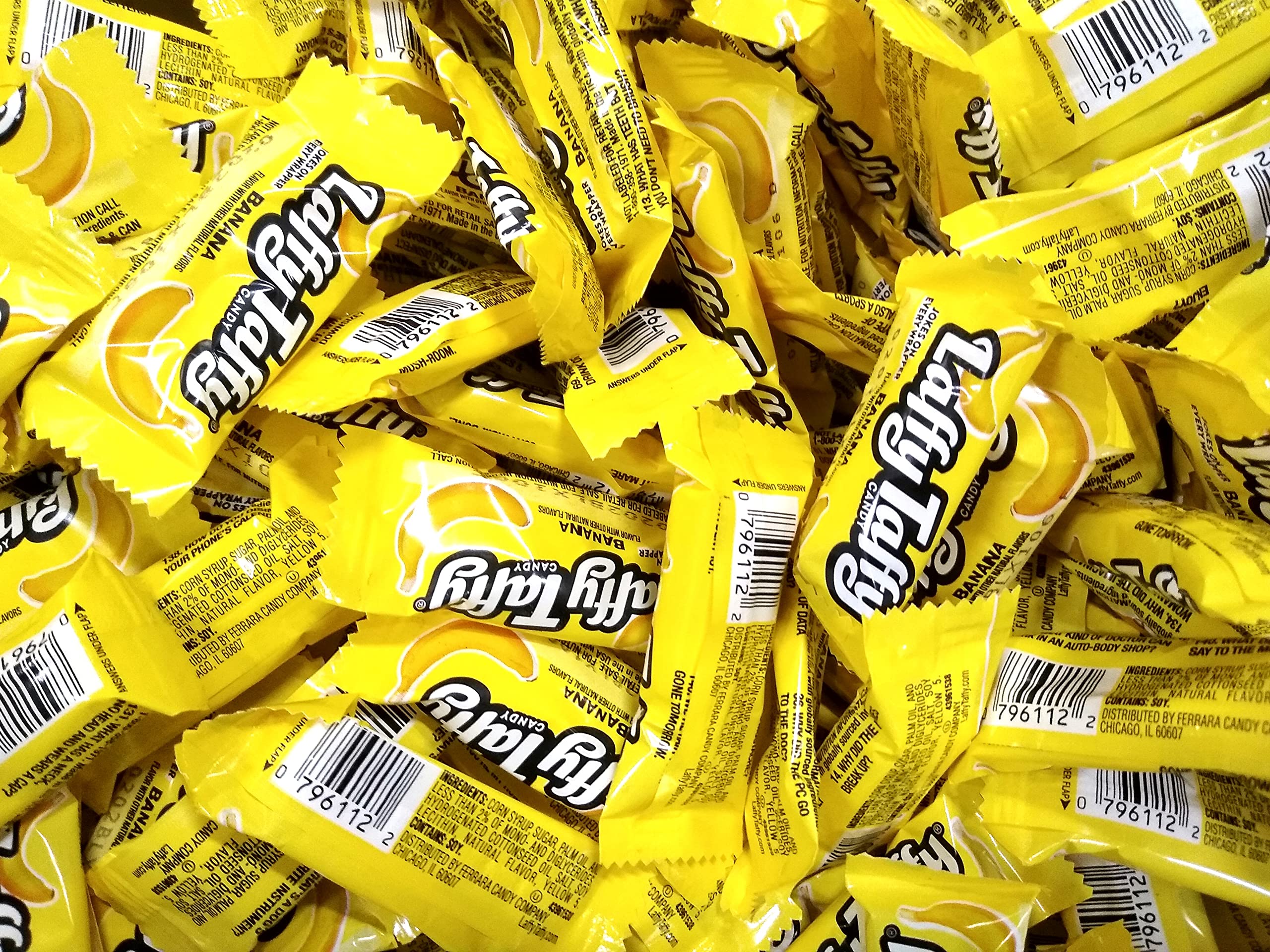 Banana Taffy Candy - 2 Pounds Bulk Individually Wrapped Chewy Taffy for Parties, Halloween Treats & Office Snacks