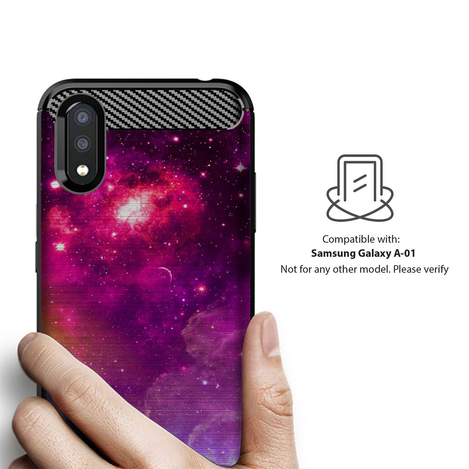 Samsung Galaxy A01 Case - Slim Flexible TPU Shockproof Protective Cover with Pink Galaxy Stars Design | Perfect for Everyday Use, Travel & Work