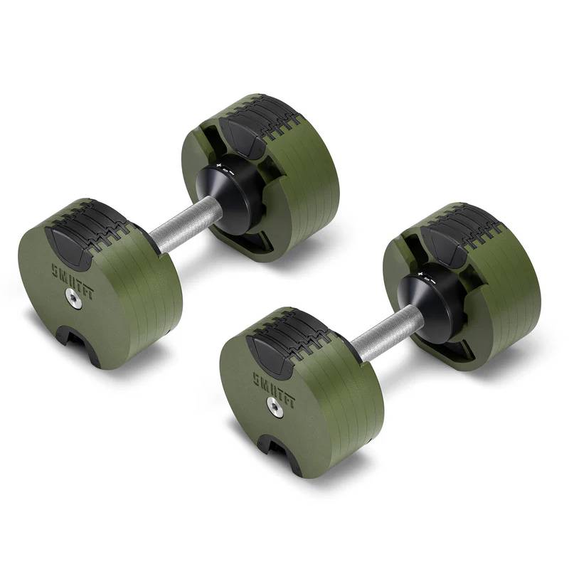 SMRTFT Nüobells 5-50lb Adjustable Dumbbell Pair - Tactical Strength Training for Home Gym & CrossFit Workouts