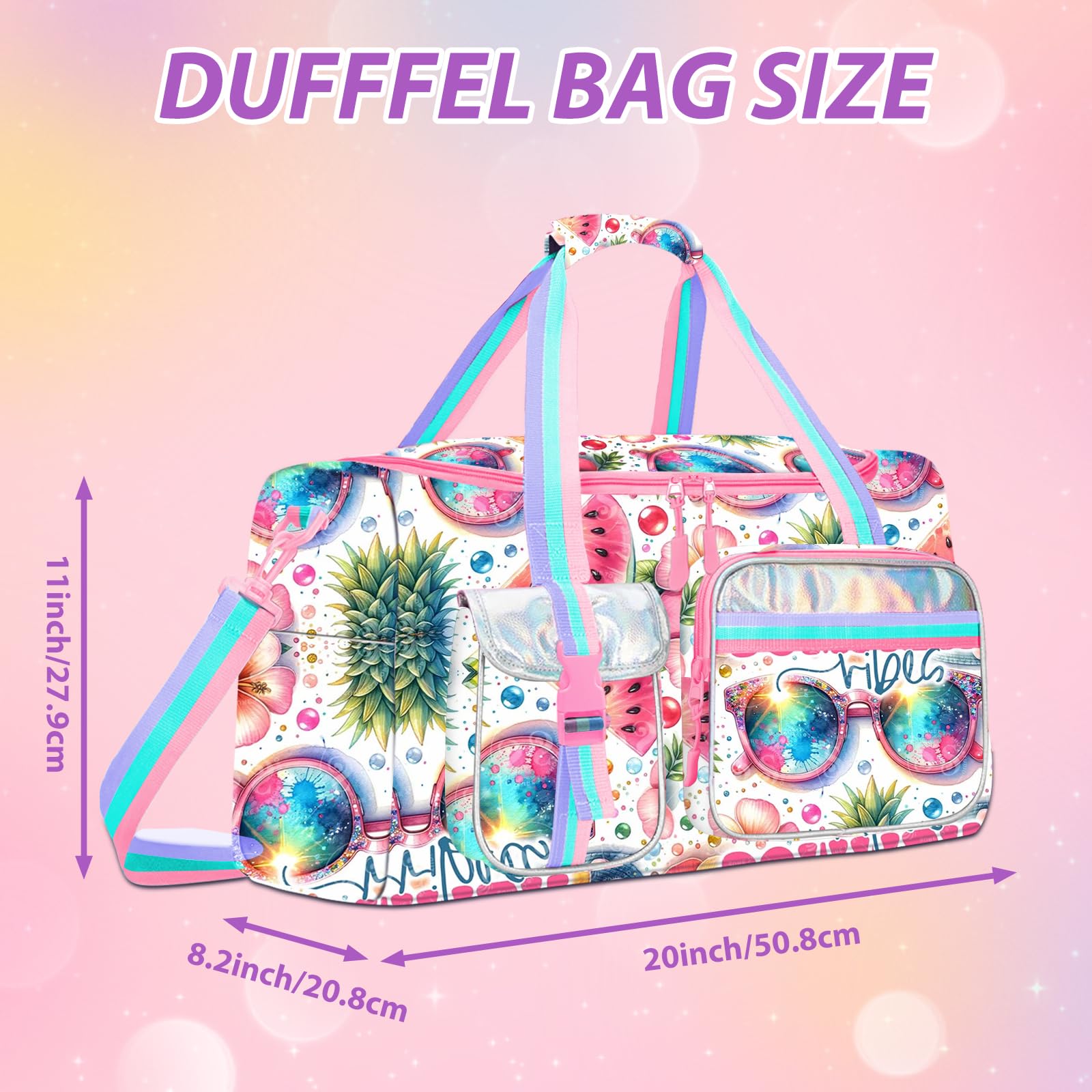 **Kids Duffle Bag for Travel & Sleepovers - Lightweight Gym & Dance Bag with Shoe Compartment - Perfect for Girls, Boys & Women (School, Sports, Weekend Trips)**