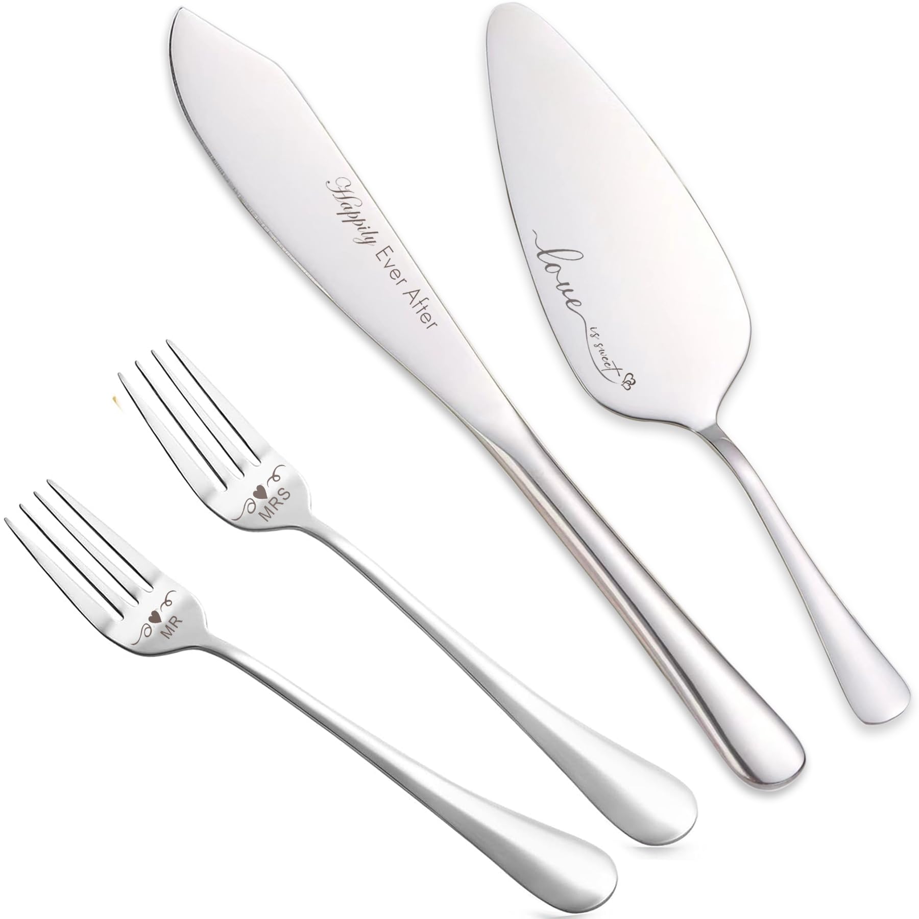 Elegant Silver Wedding Cake Knife and Server Set - Perfect for Wedding Cake Cutting, Engagement Gifts for Couples - Ideal for Wedding Receptions, Bridal Showers & Anniversary Celebrations