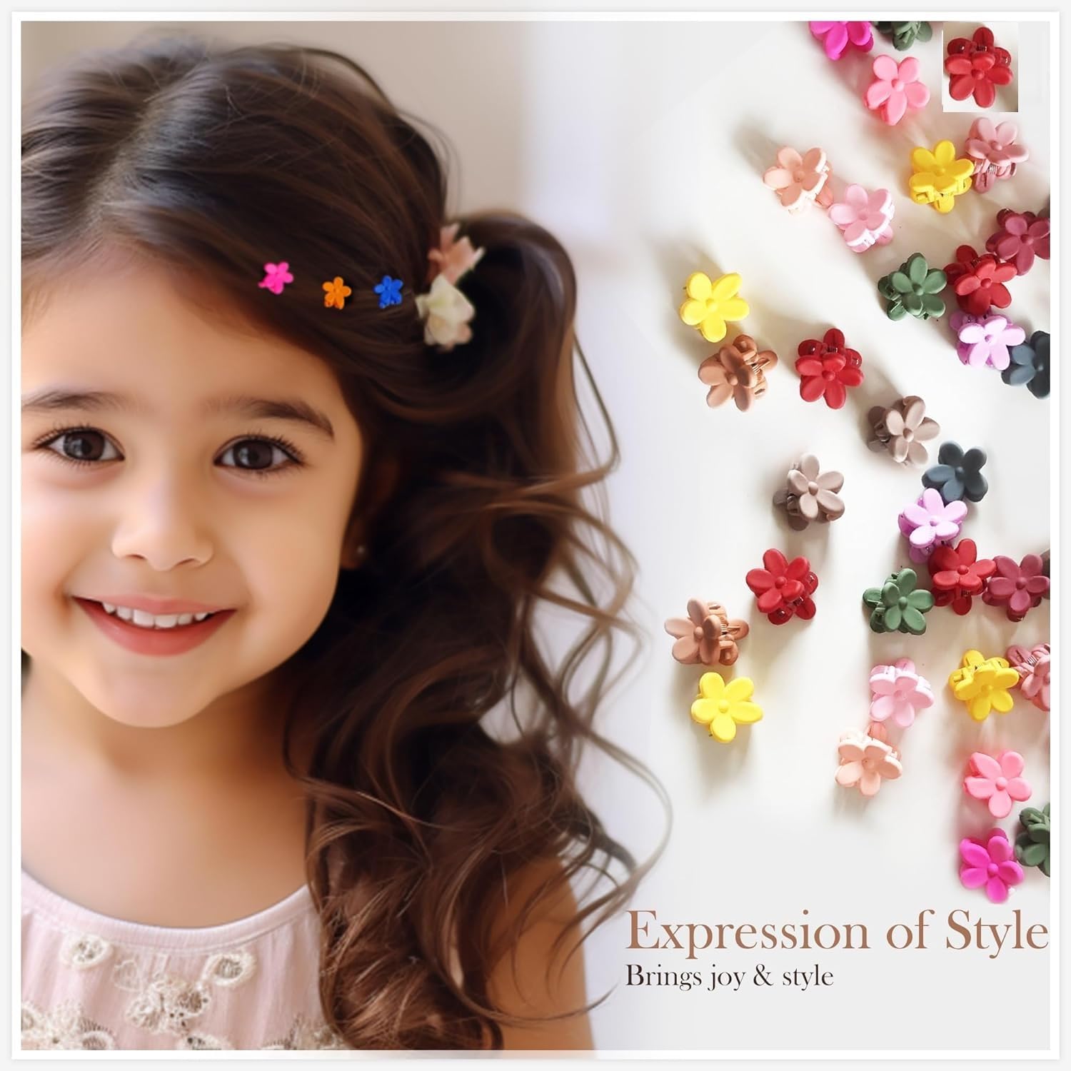 Glam Niyati Mini Flower Hair Claw Clips - Small Bang Barrettes for Baby Girls, Toddlers, Teens & Kids | 20-Piece Set | Cute Hair Accessories for School, Parties & Everyday Use