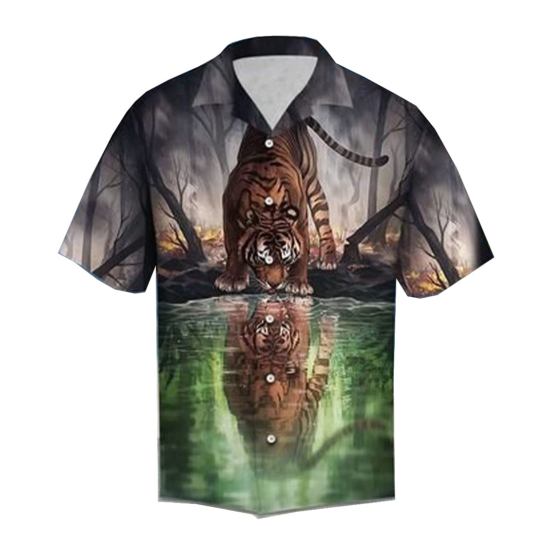 Men's Tropical Tiger Hawaiian Shirts - Short Sleeve Button Down Aloha Shirts for Summer Beach Vacation & Luau Party | Casual Wear for Tropical Getaways