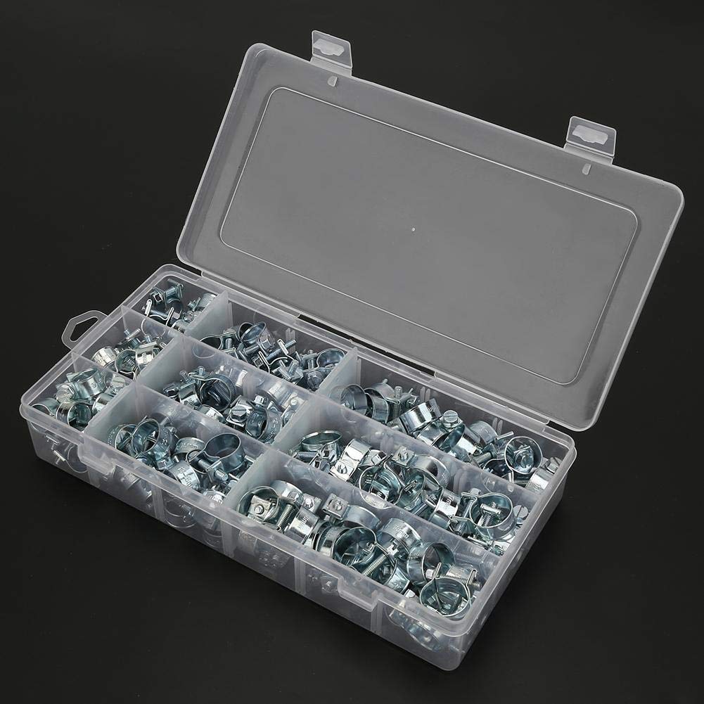 Premium Carbon Steel Hose Clamps - 135 Pcs Heavy Duty Pipe Clips Set with Wide Adjustment Range for Plumbing, Automotive & Workshop Tools | Ideal for Water Pipes, Fuel Lines & Industrial Applications