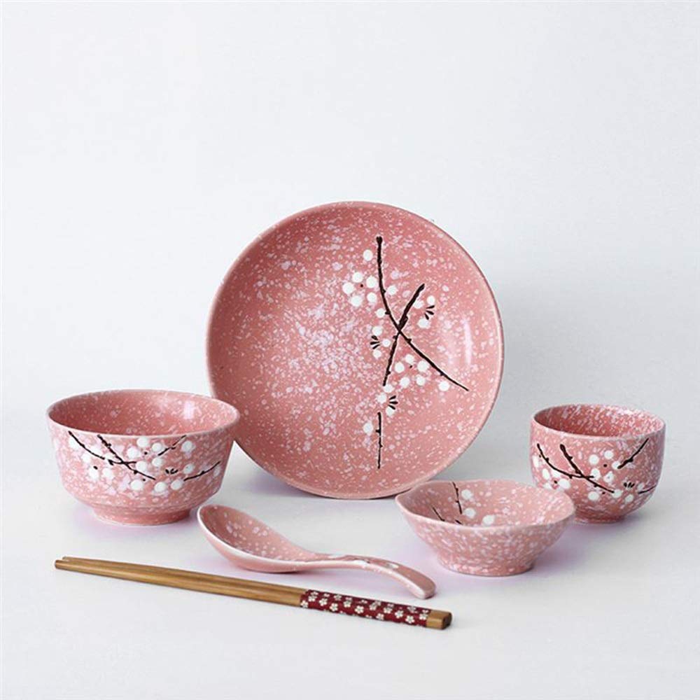 Japanese Style Ceramic Dinnerware Set - 16-Piece Pink Tableware Set for Home, Restaurant & Gift | Elegant Ceramic Plates, Bowls & Cutlery for Asian Cuisine, Daily Meals & Special Occasions
