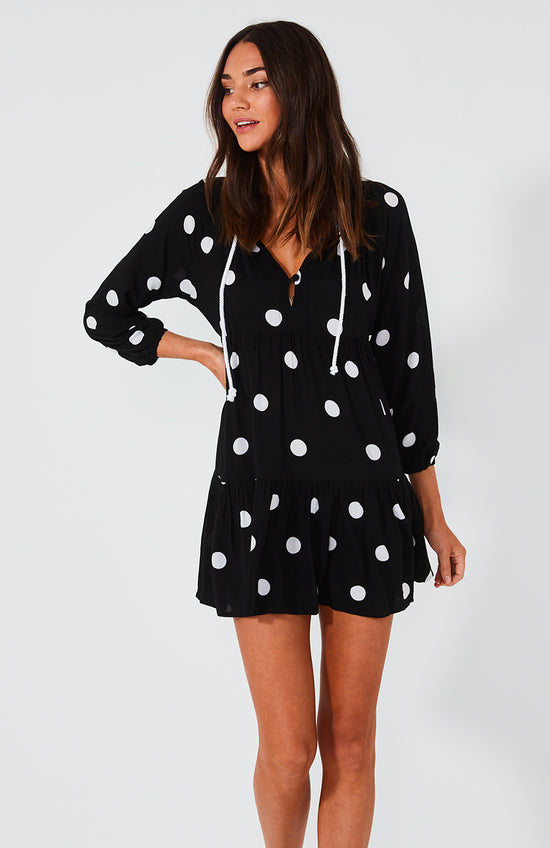 Black Spot Floral Print Cali Shirt Dress for Women - Summer Casual Boho Maxi Dress for Beach, Vacation & Everyday Wear