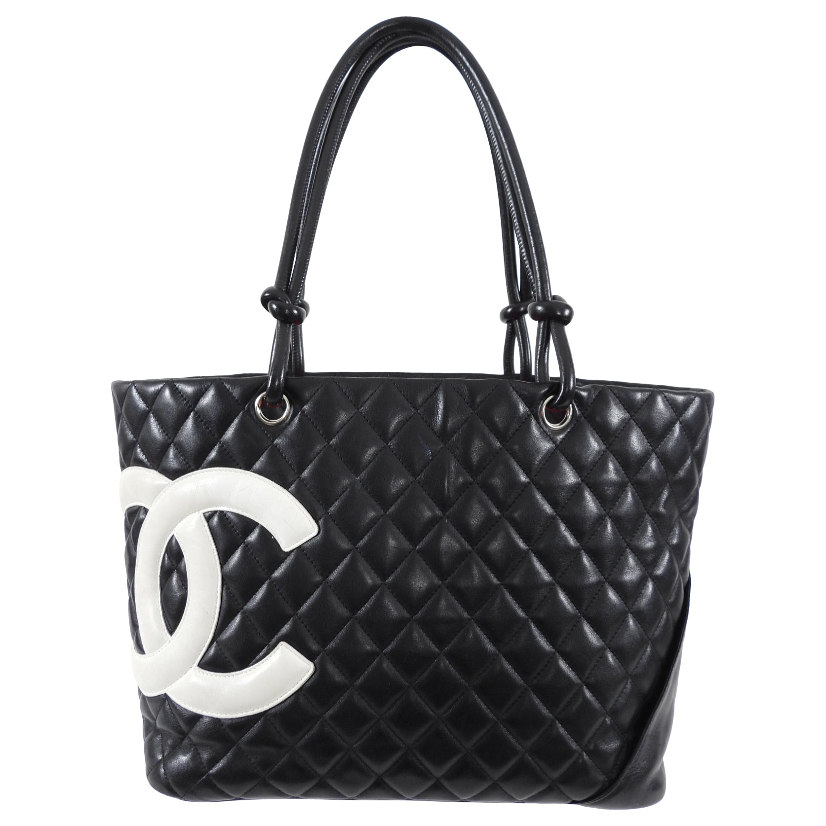 Authentic Chanel 2004 Cambon Black & White CC Logo Tote Bag - Luxury Designer Handbag for Women, Perfect for Work, Travel & Everyday Use