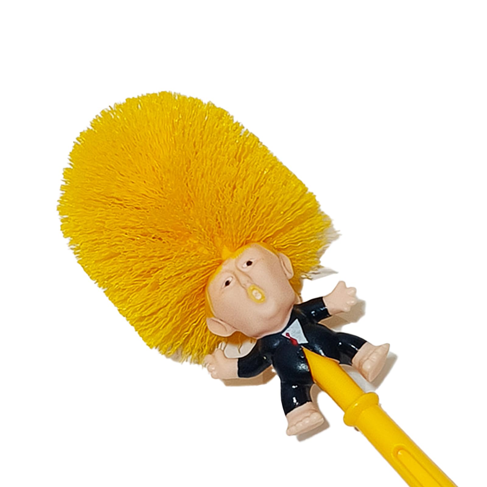 Donald Trump Toilet Brush - Funny Novelty Toilet Bowl Scrubber with Long Handle for Bathroom Cleaning | Great Gift for Political Fans & Pranksters
