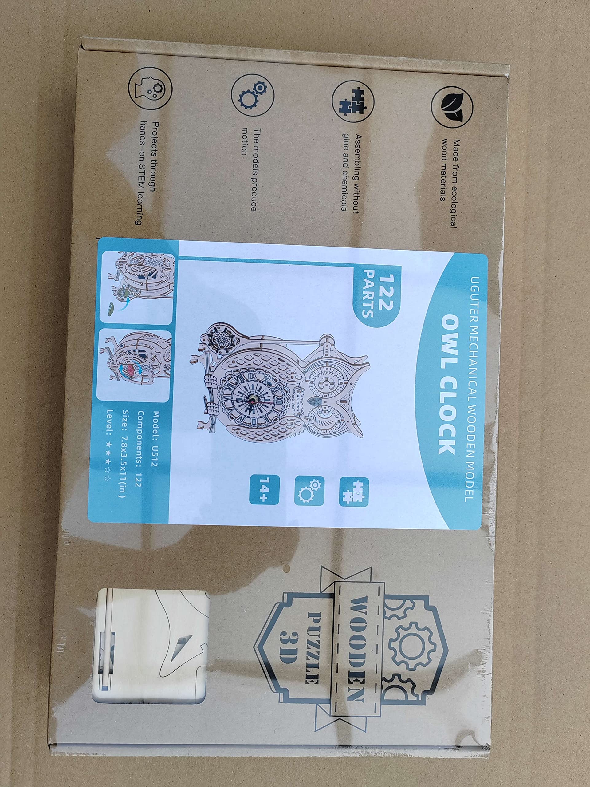 3D Wooden Puzzle Owl Clock Kit - DIY Wooden Model Building Kit for Adults & Teens - Fun Animal Shaped Craft Toy for Home Decor & Gift Giving - Perfect for Relaxation, STEM Learning & Creative Home Office Decor