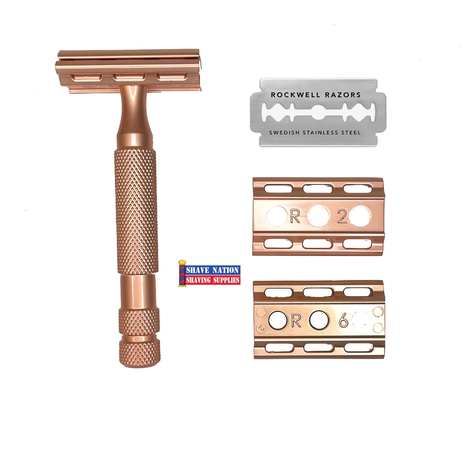 Rockwell 6C Rose Gold Adjustable Safety Razor for Men - Close Shave, Smooth Skin - Perfect for Travel & Daily Grooming