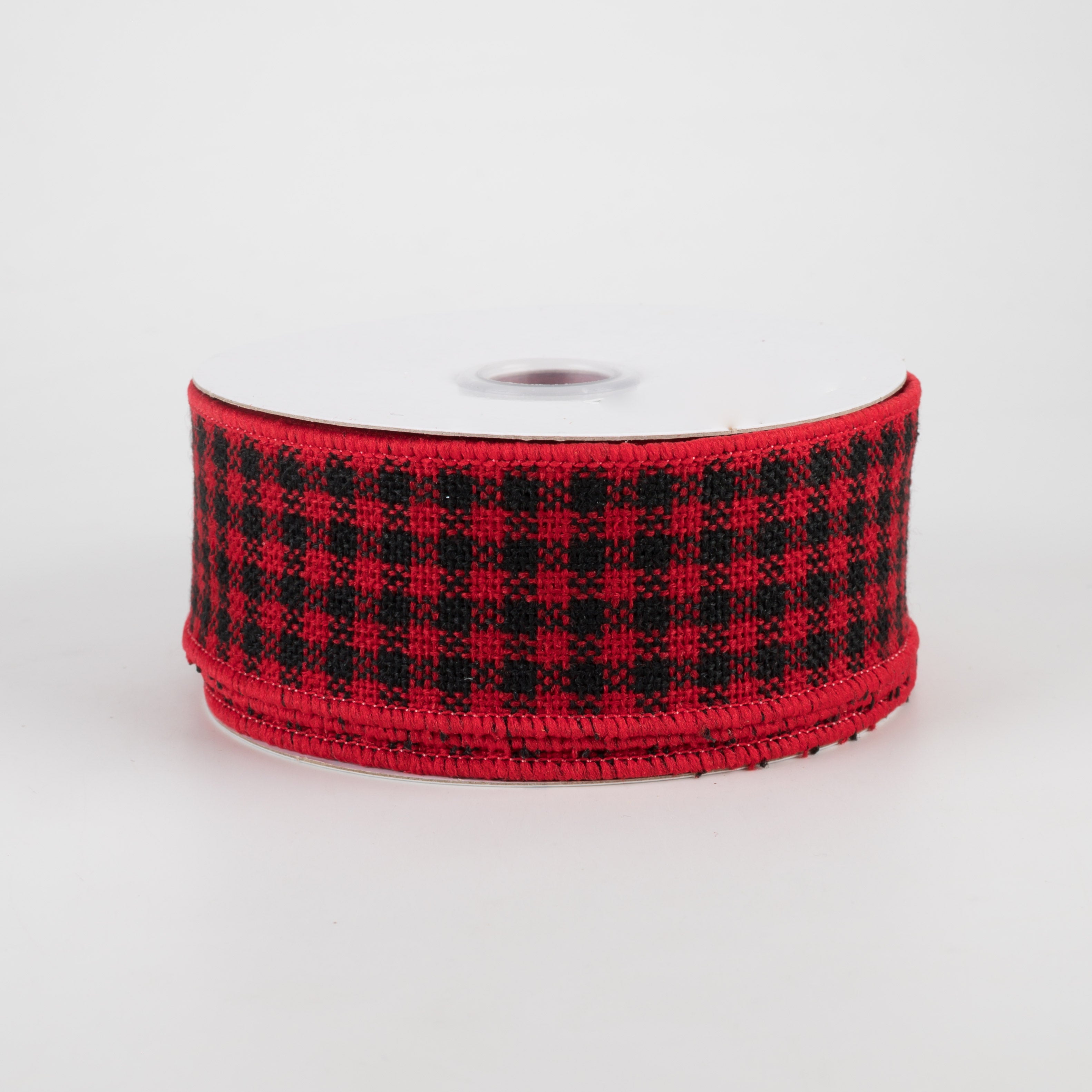 1.5 Inch Mini Woven Check Ribbon - Red and Black Plaid Craft Ribbon (10 Yards) for Gift Wrapping, DIY Crafts, Hair Bows and Holiday Decorations