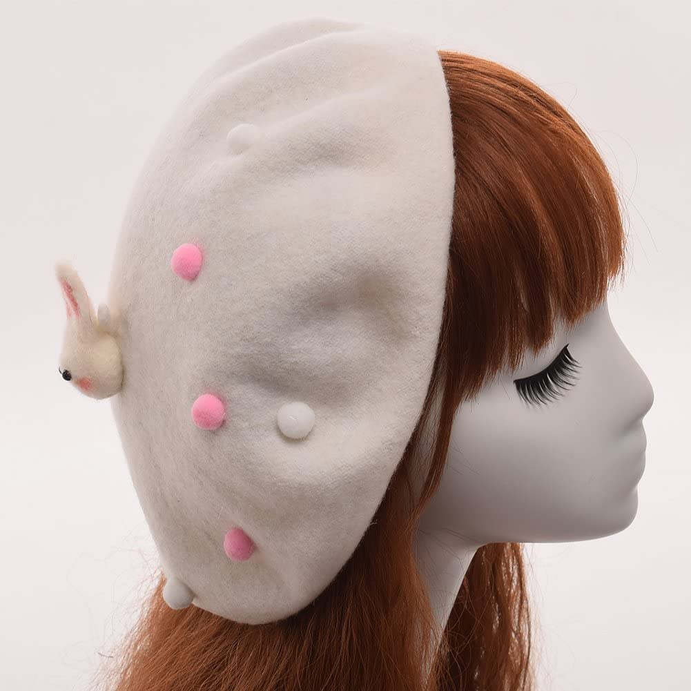 GRACEART Women's Handmade Lolita Beret Cap - Kawaii Vintage Hair Accessories for Cosplay, Tea Parties & Fashion Outfits