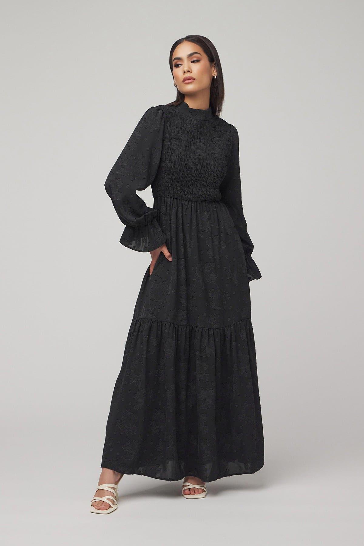 Elegant Rama Satin Maxi Dress in Black - Perfect for Evening Parties, Weddings & Special Occasions