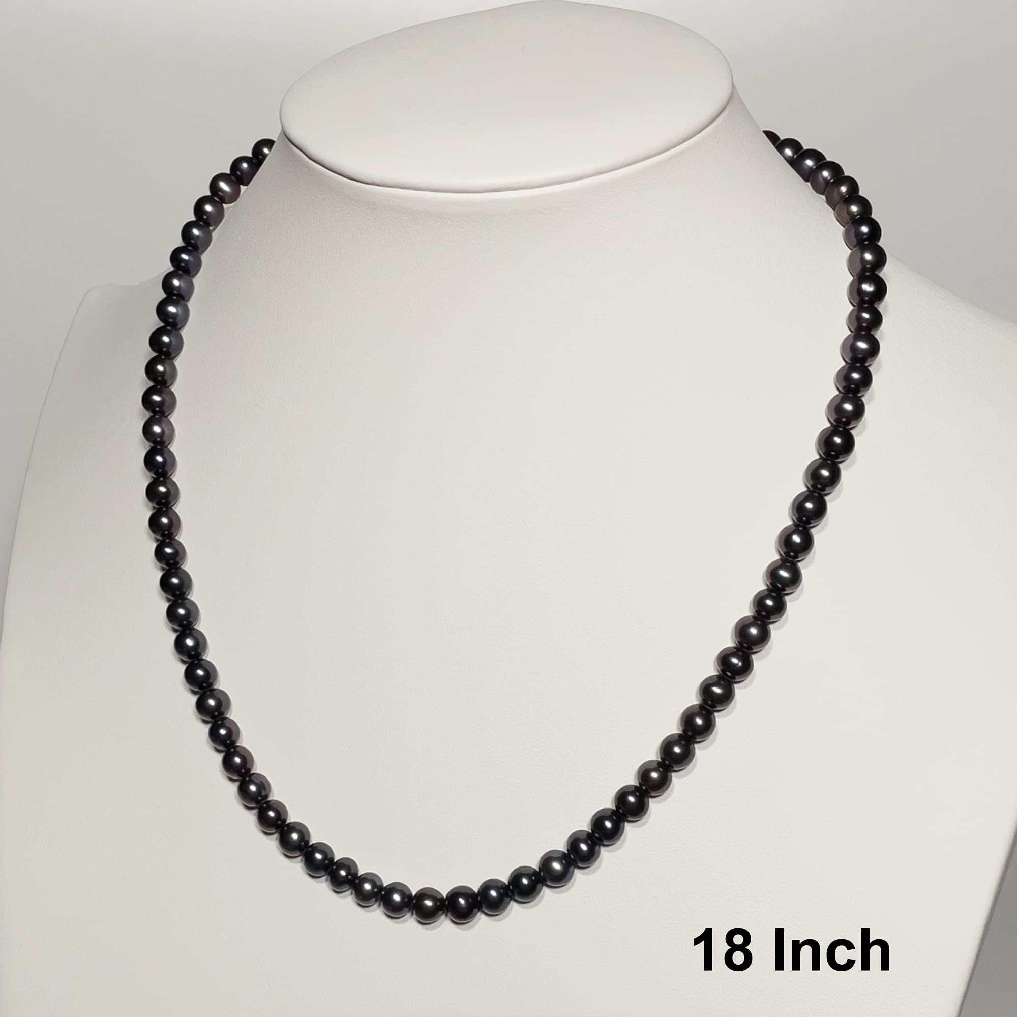 AA Quality 5-8mm Black Freshwater Cultured Pearl Necklace for Women - 16-22 Inch Sterling Silver Clasp | Elegant Jewelry Gift for Weddings, Parties & Special Occasions | Orien Jewelry