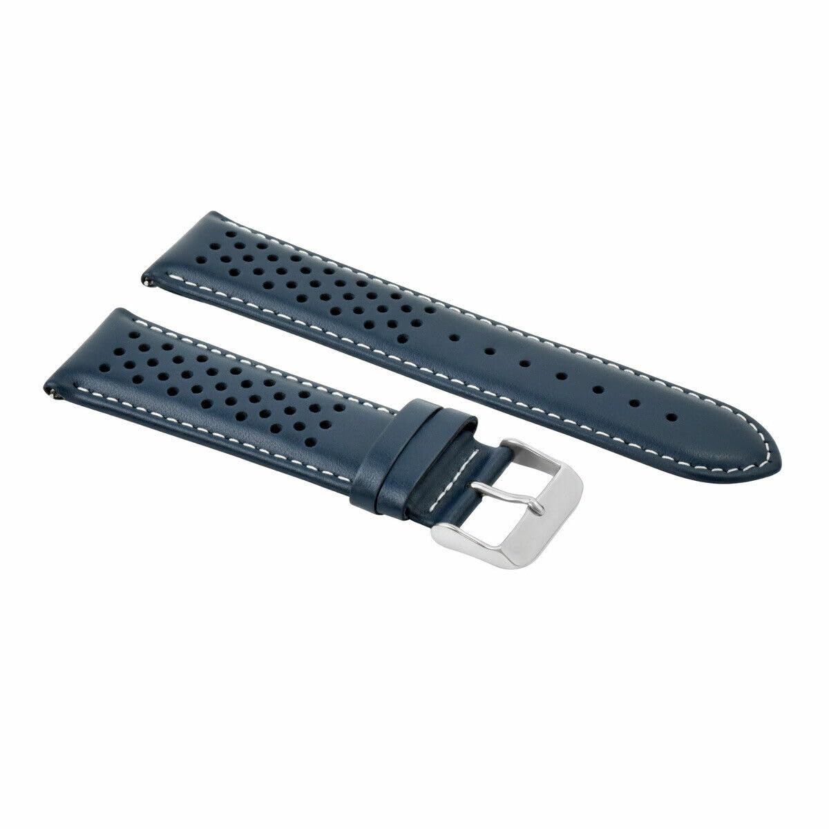 24mm Perforated Leather Watch Band Strap - Quick Release Compatible with Tag Heuer Carrera - Blue Genuine Leather Replacement Strap for Men's Watches | Dress, Business & Casual Wear