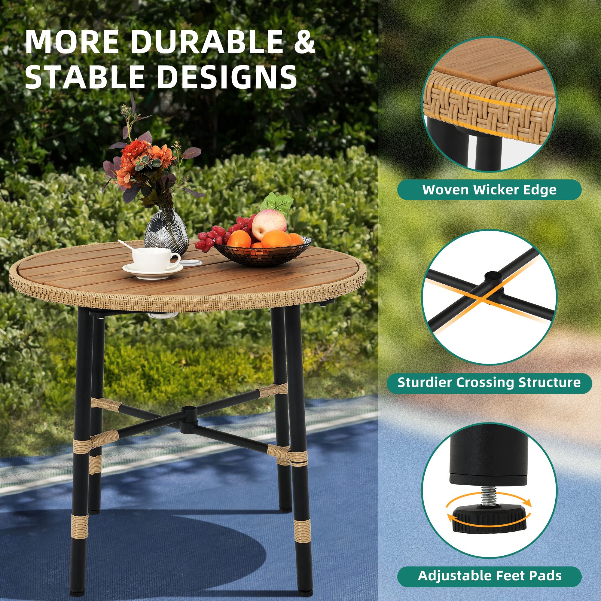 YITAHOME 5-Piece Outdoor Patio Dining Set - Wicker Rattan Table & Chairs for Backyard, Garden, Balcony - Includes Umbrella Hole | Perfect for Outdoor Entertaining, BBQ Parties & Relaxing in the Sun