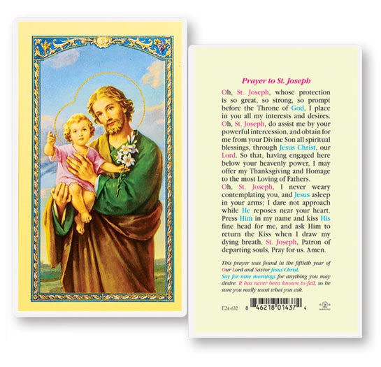 St. Joseph 50th Year of Our Lord Laminated Catholic Prayer Card - Pack of 25 with Prayer on Back | Religious Devotion, First Communion Gifts, Confirmation Favors