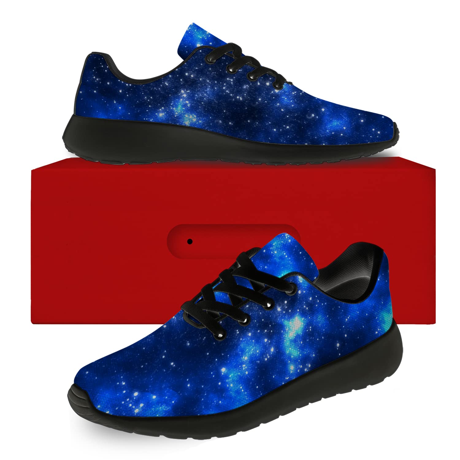 **Men's & Women's Galaxy Running Shoes - Lightweight Walking Tennis Sneakers with Cosmic Nebula Design - Navy Blue & Black - Size 11 Men/13 Women - Perfect for Jogging, Gym Workouts & Casual Wear**