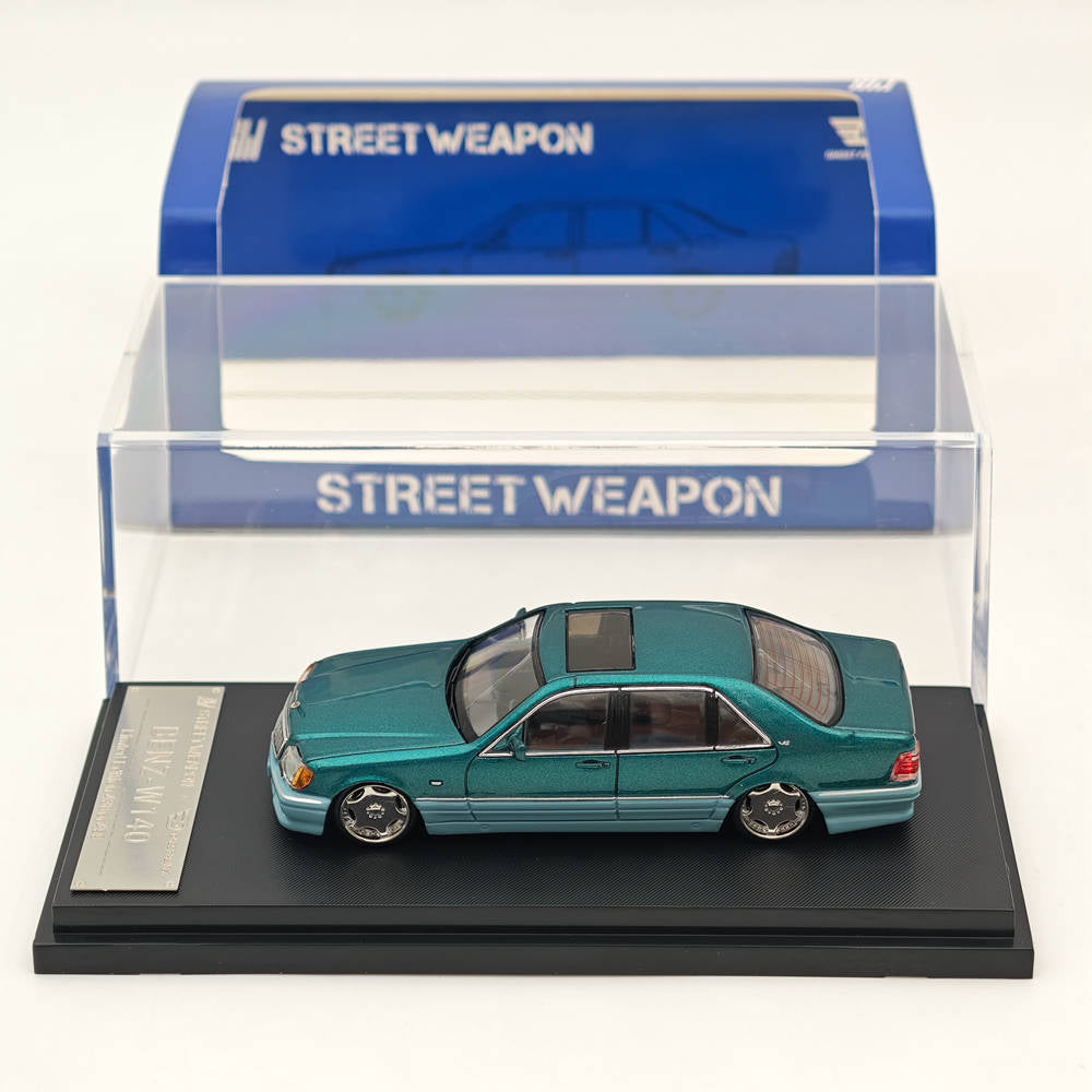 1:64 Scale Street Weapon Mercedes Benz W140 S600 Green Limited Edition (499 Pieces) Diecast Model Car - Perfect for Collectors, Display, and Racing Scenes