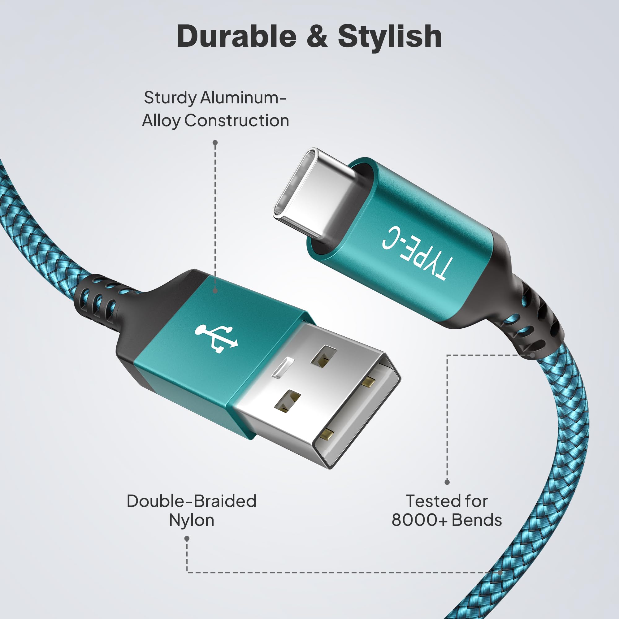 Elebase USB C Car Charger Cable 3 Pack (1.5/3.3/6.6FT) - Fast Charging USB-C Cord Compatible with iPhone 15/16 Pro Max, Samsung Galaxy S8-S24, Note 10/20, Moto G Power/Play/Stylus, Motorola Edge/One 5G - Perfect for Road Trips & Daily Commuting