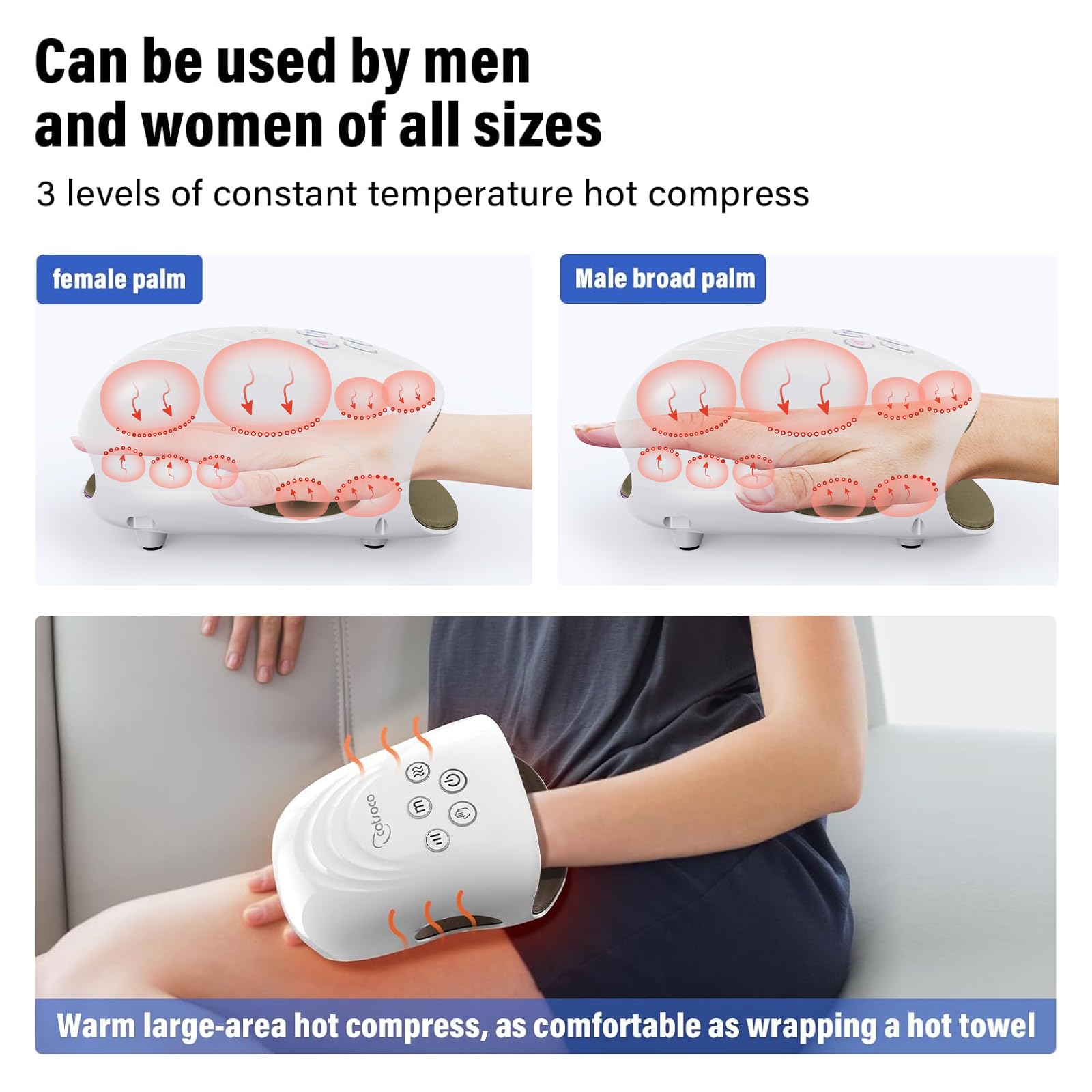 Cotsoco Hand Massager with Heat & Compression - Relief for Arthritis, Carpal Tunnel & Hand Pain - Perfect Gift for Women, Men, Mom - White - Ideal for Office Workers, Seniors & Home Relaxation